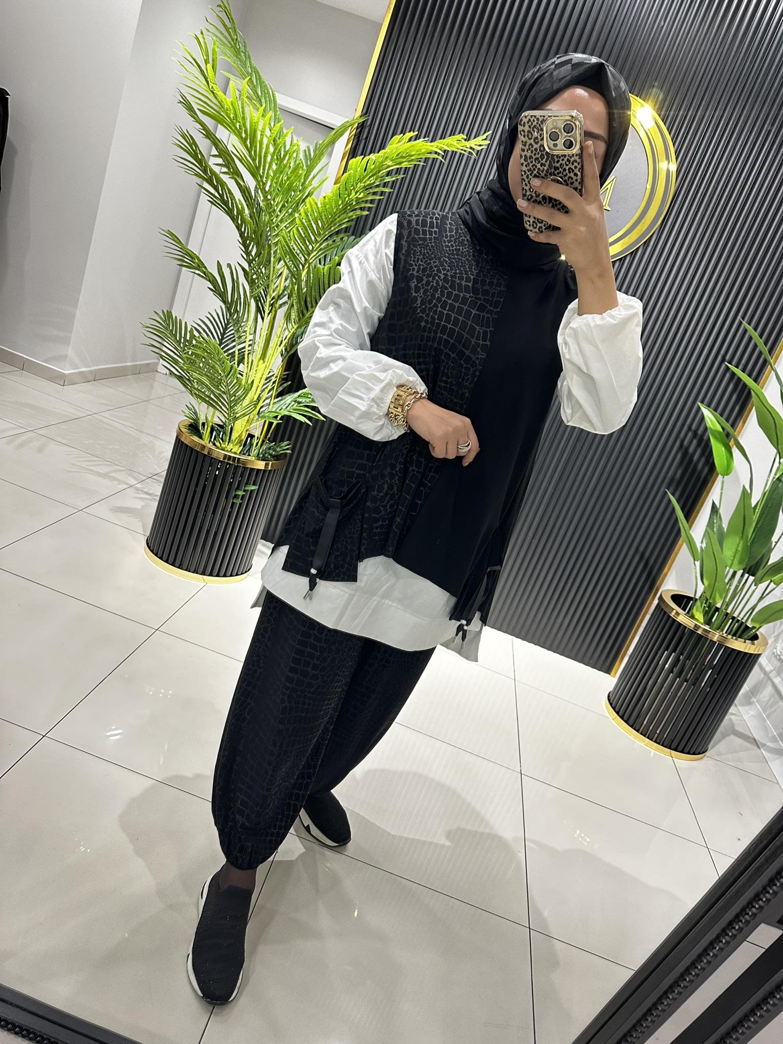 03-1031 GÖMLEKLİ ÜÇLÜ TAKIM  SİYAH