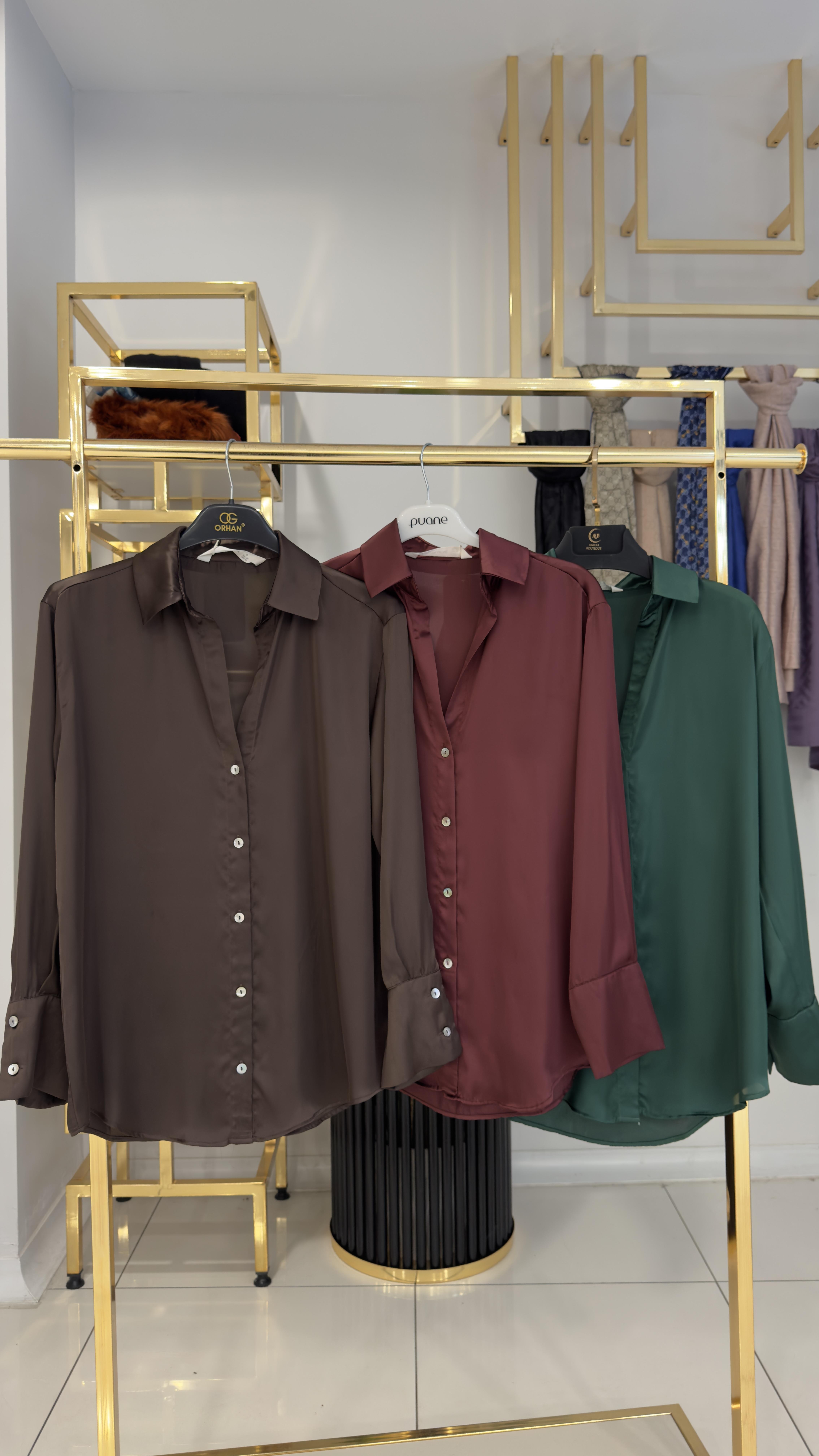 101 Saten sedef gömlek-BORDO