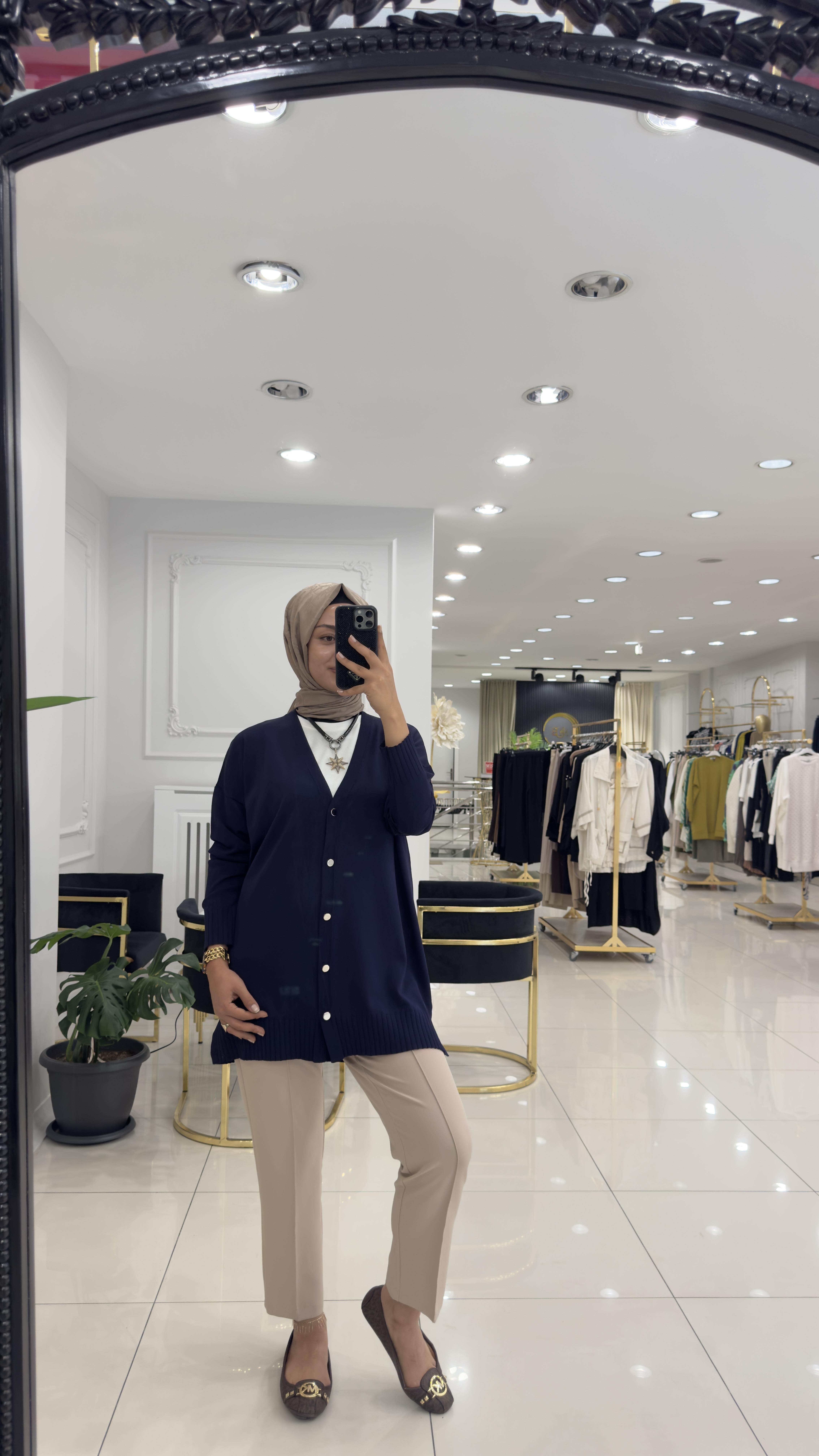 10482 Triko kısa fitilli hırka-Lacivert