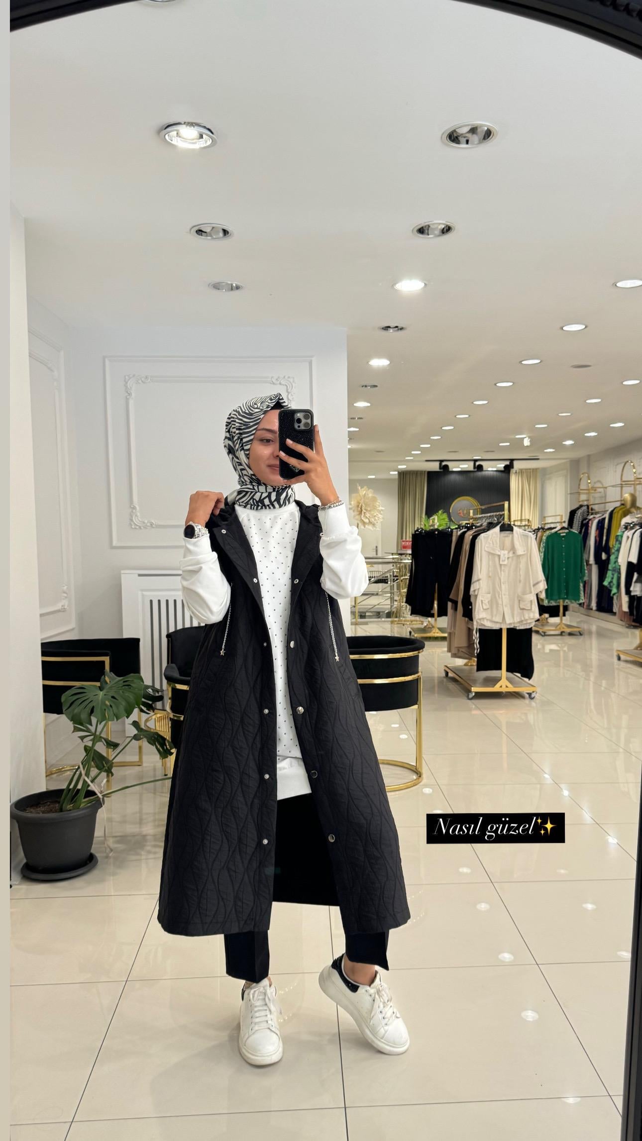 10570 Kapitone mevsimlik yelek-SİYAH