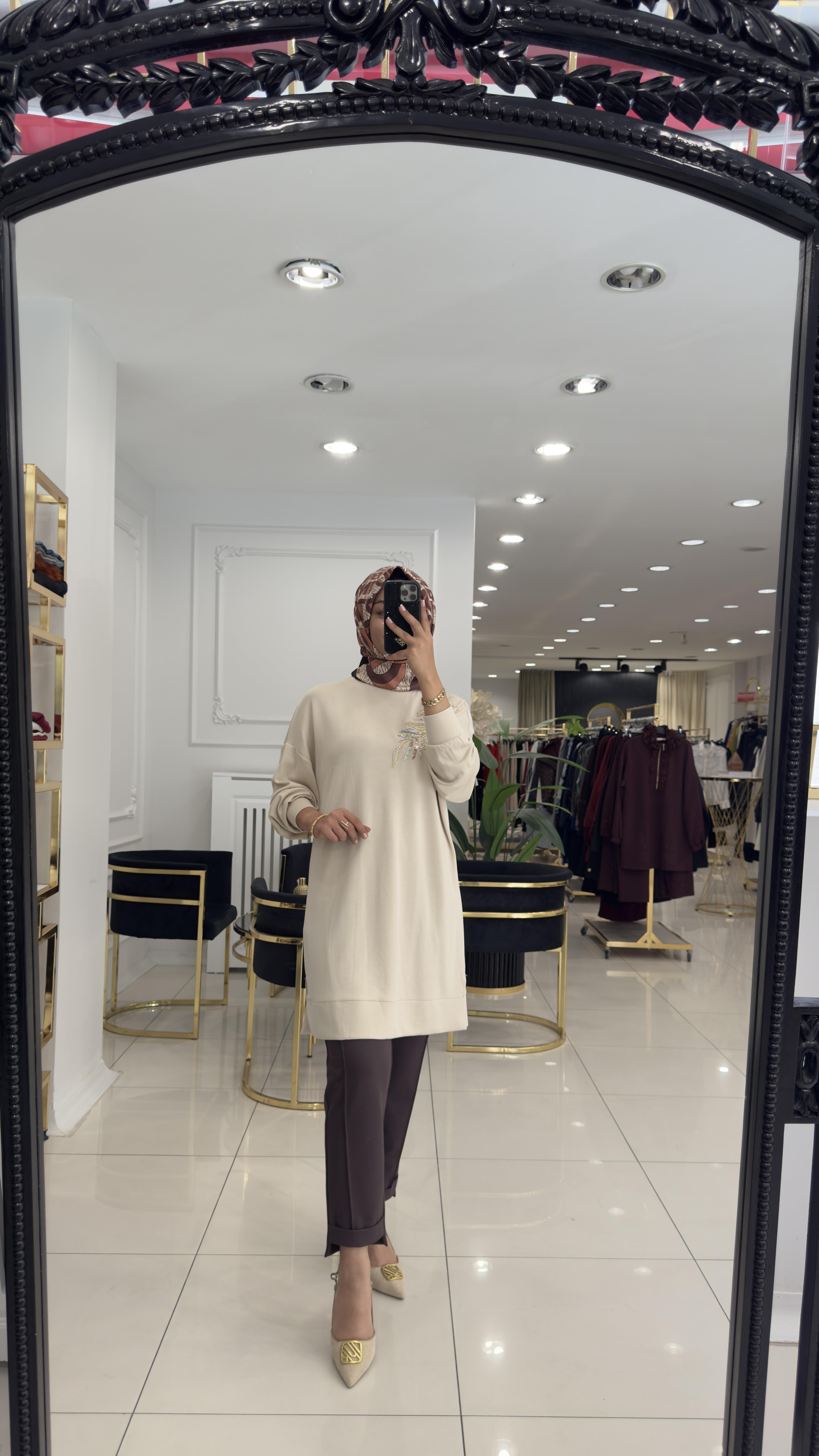 10629 Boncuk sedef tunik-MOCHA