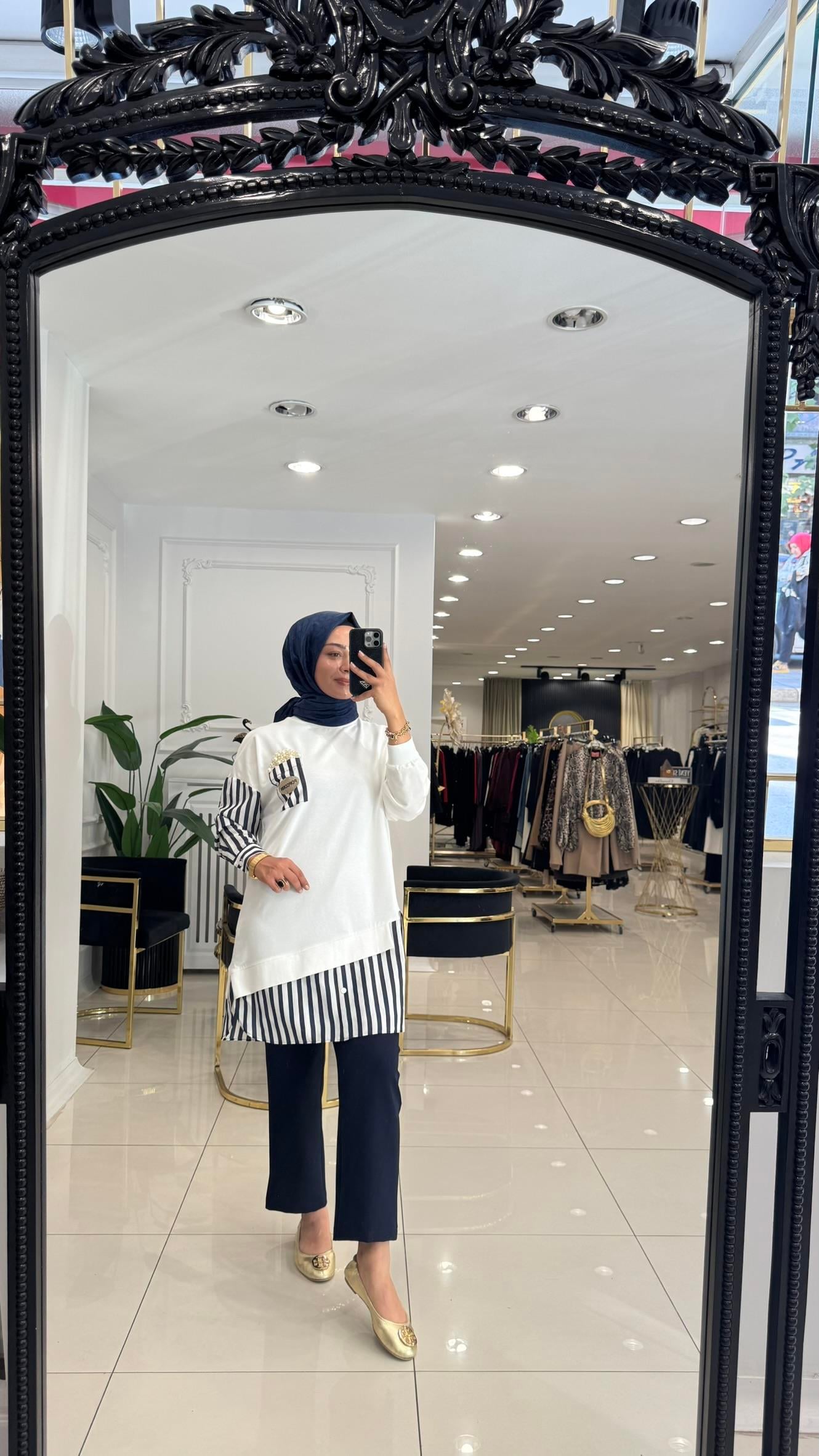 10651 Popcorn inci tunik-EKRU