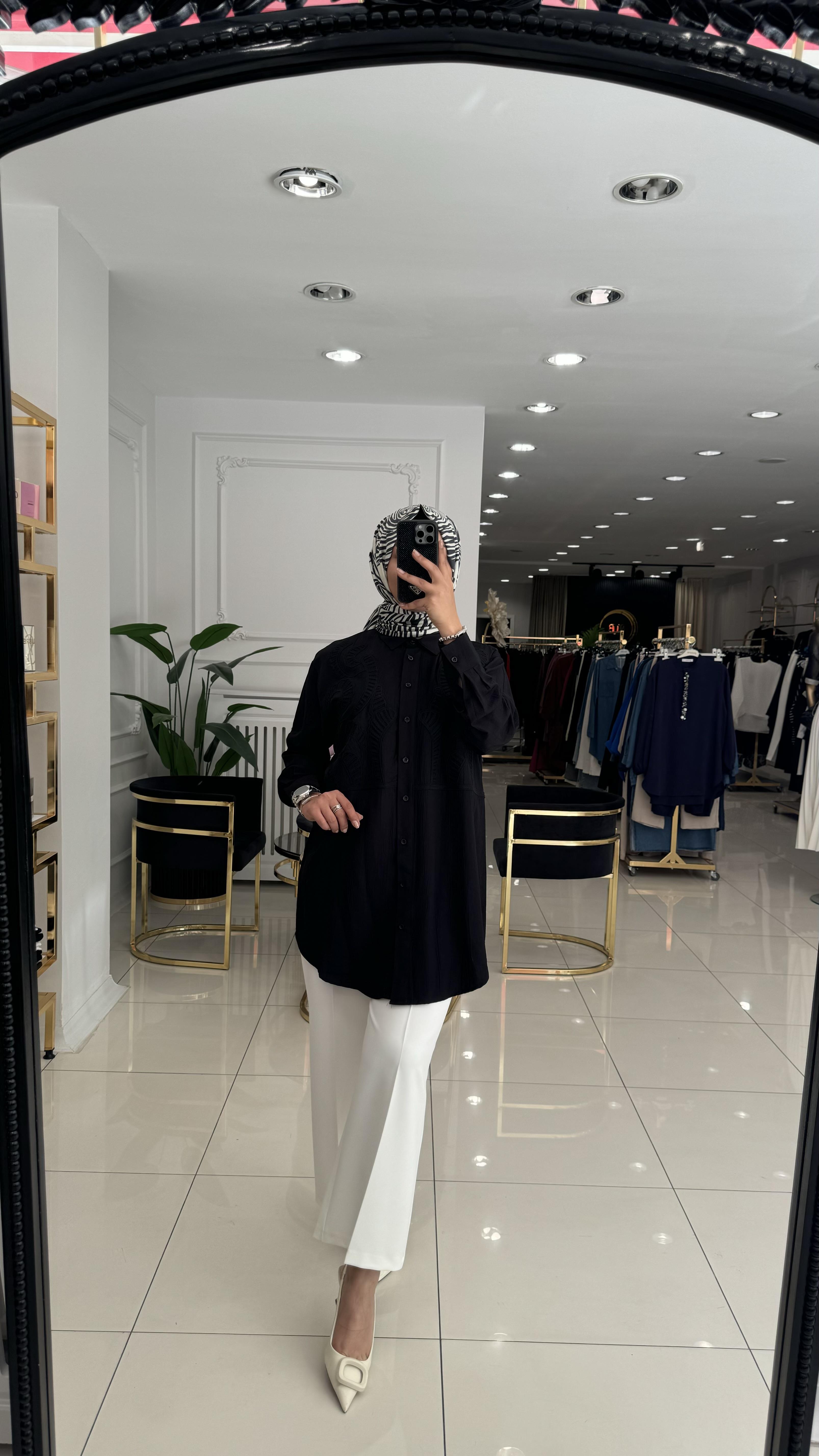 10663 Muna gömlek tunik-SİYAH