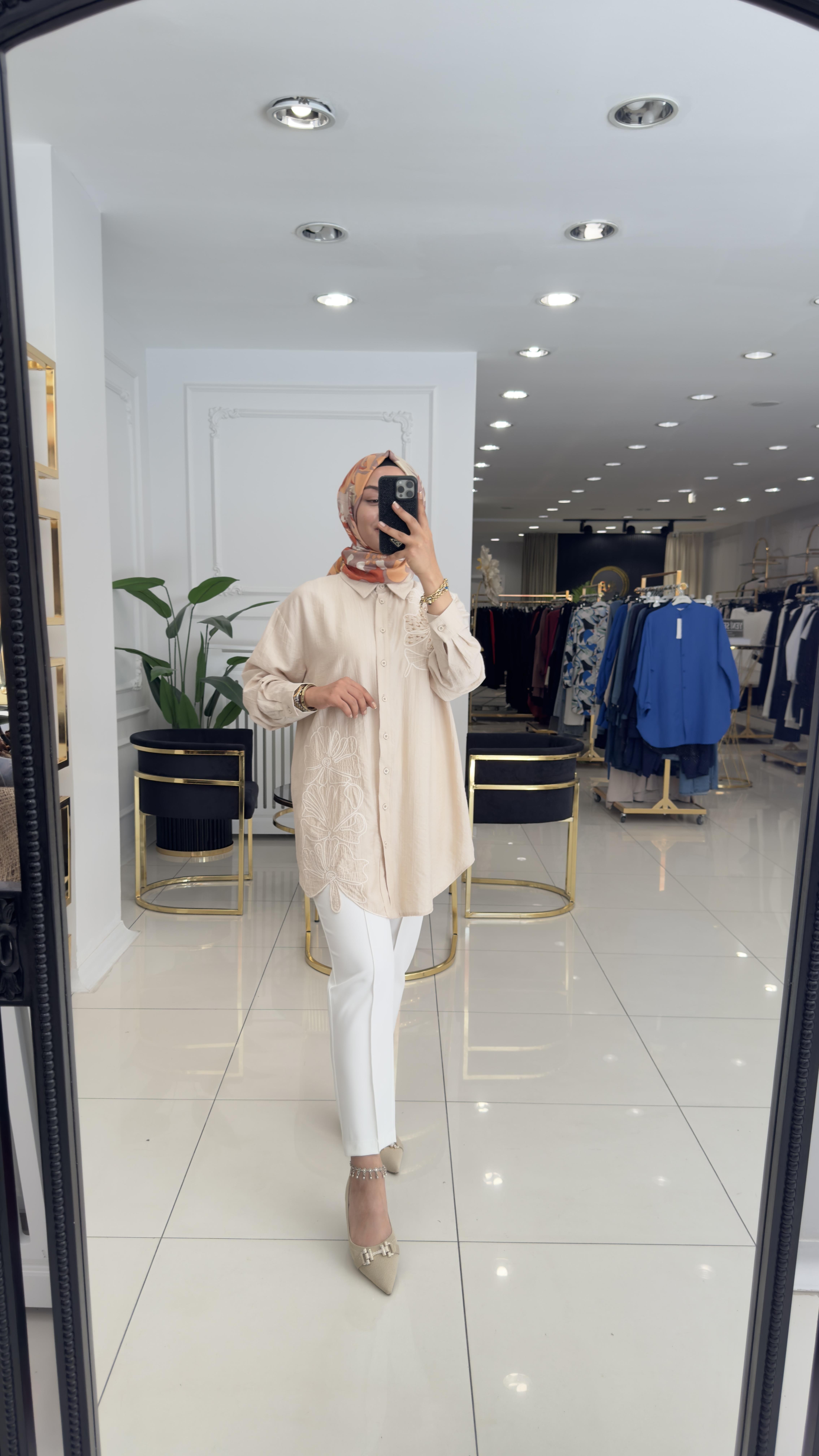 10664 MİNE GÖMLEK-SÜTLÜ KAHVE