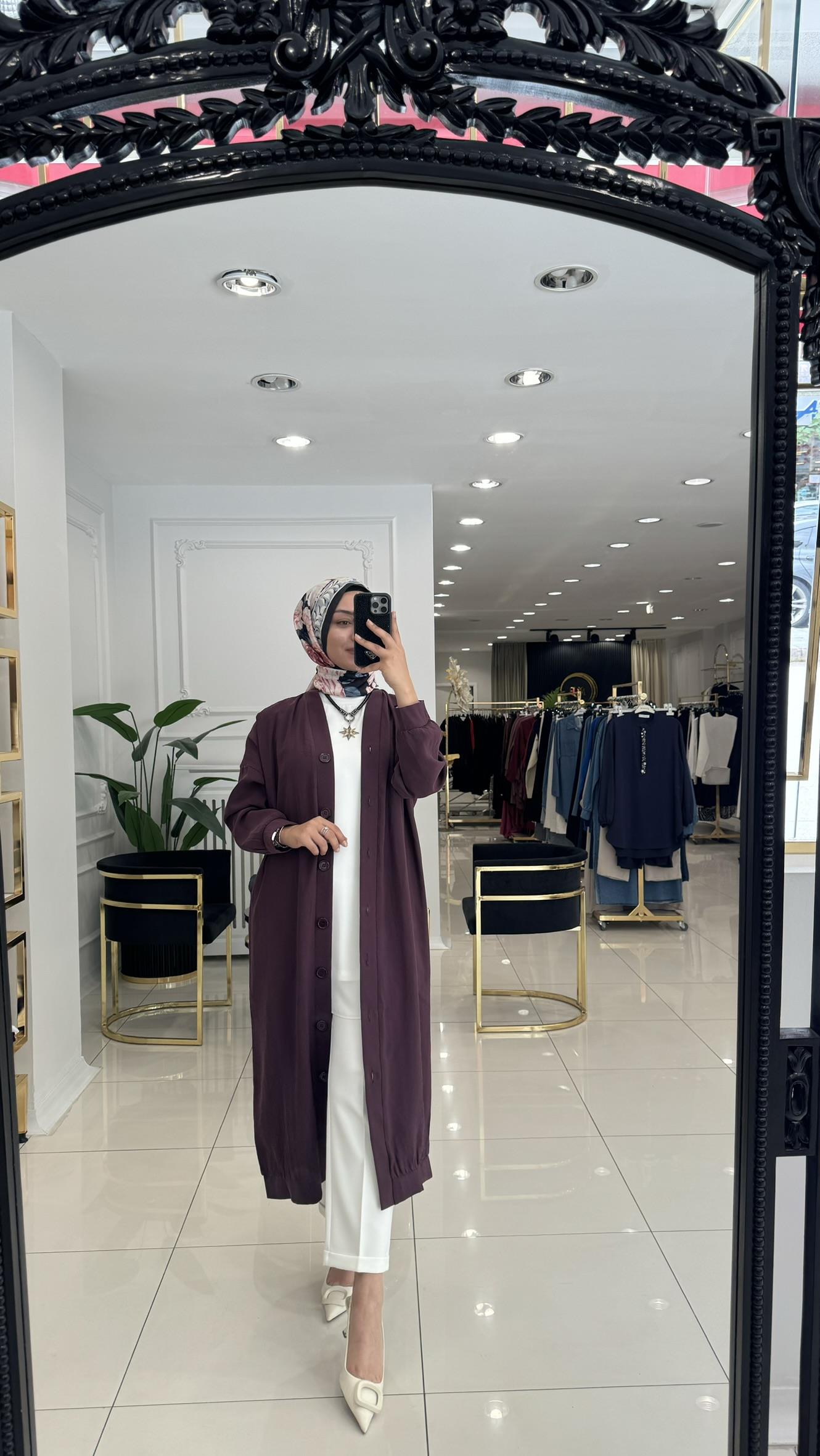 10681 Önden düğmeli tensel qupra kap- MOR