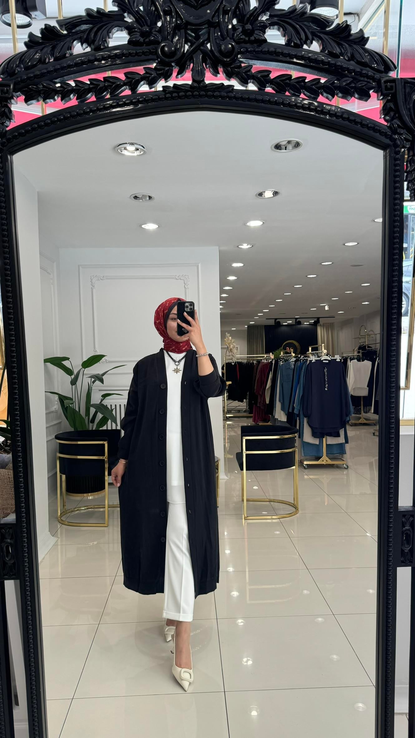 10681 Önden düğmeli tensel qupra kap-SİYAH