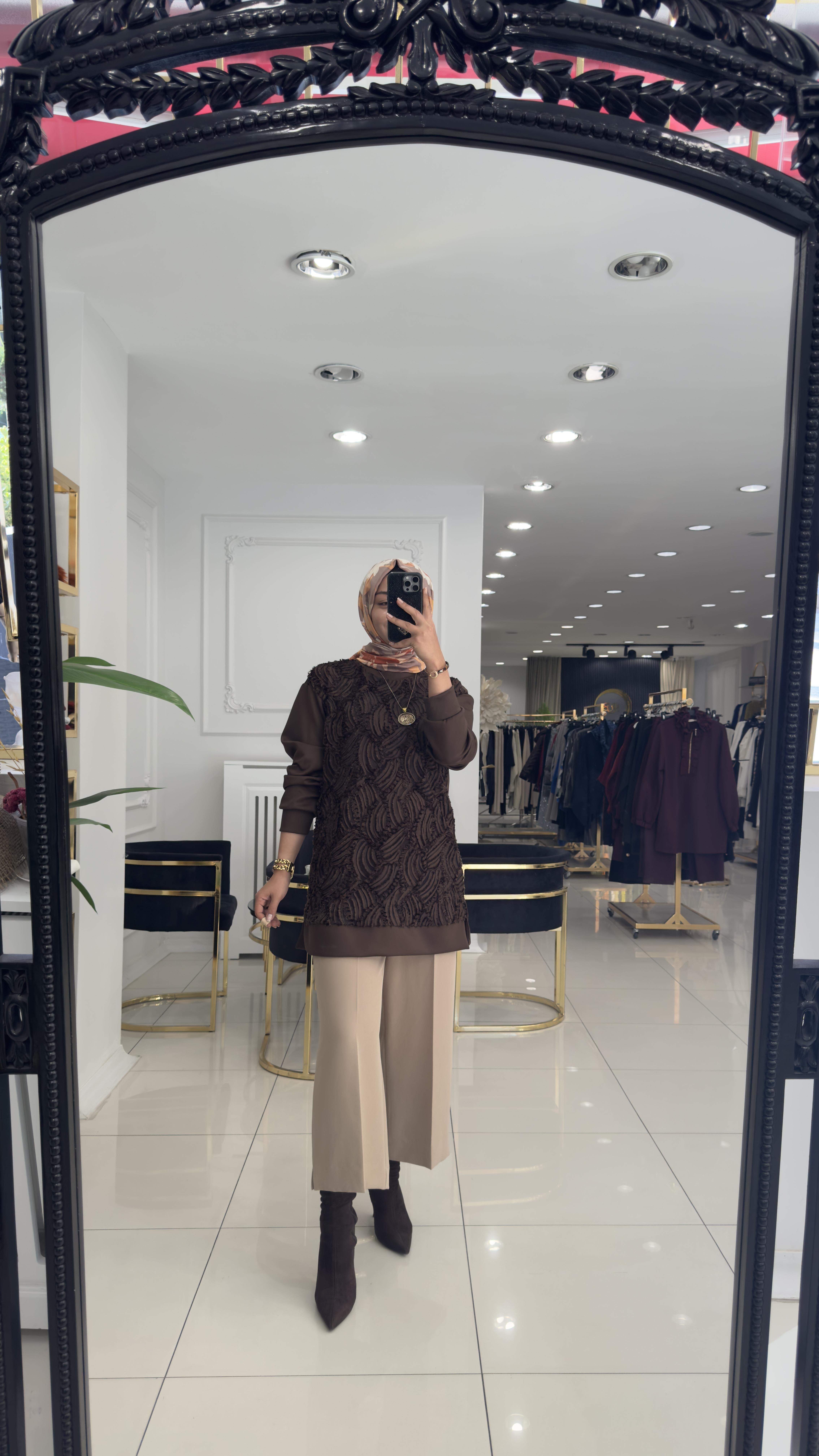 10726 Mina tunik-ACI KAHVE