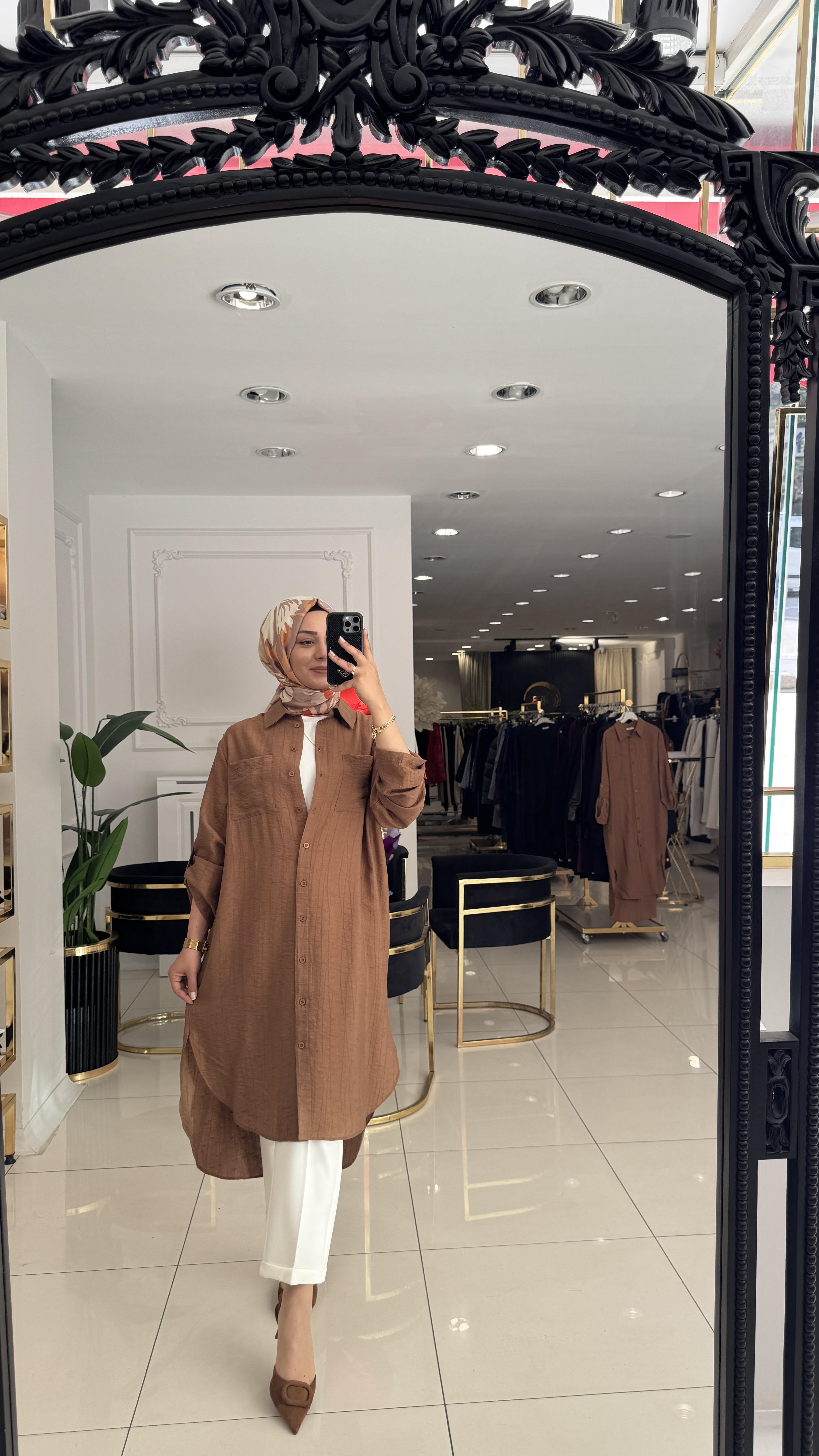 10796 Mina desenli tunik-CAMEL