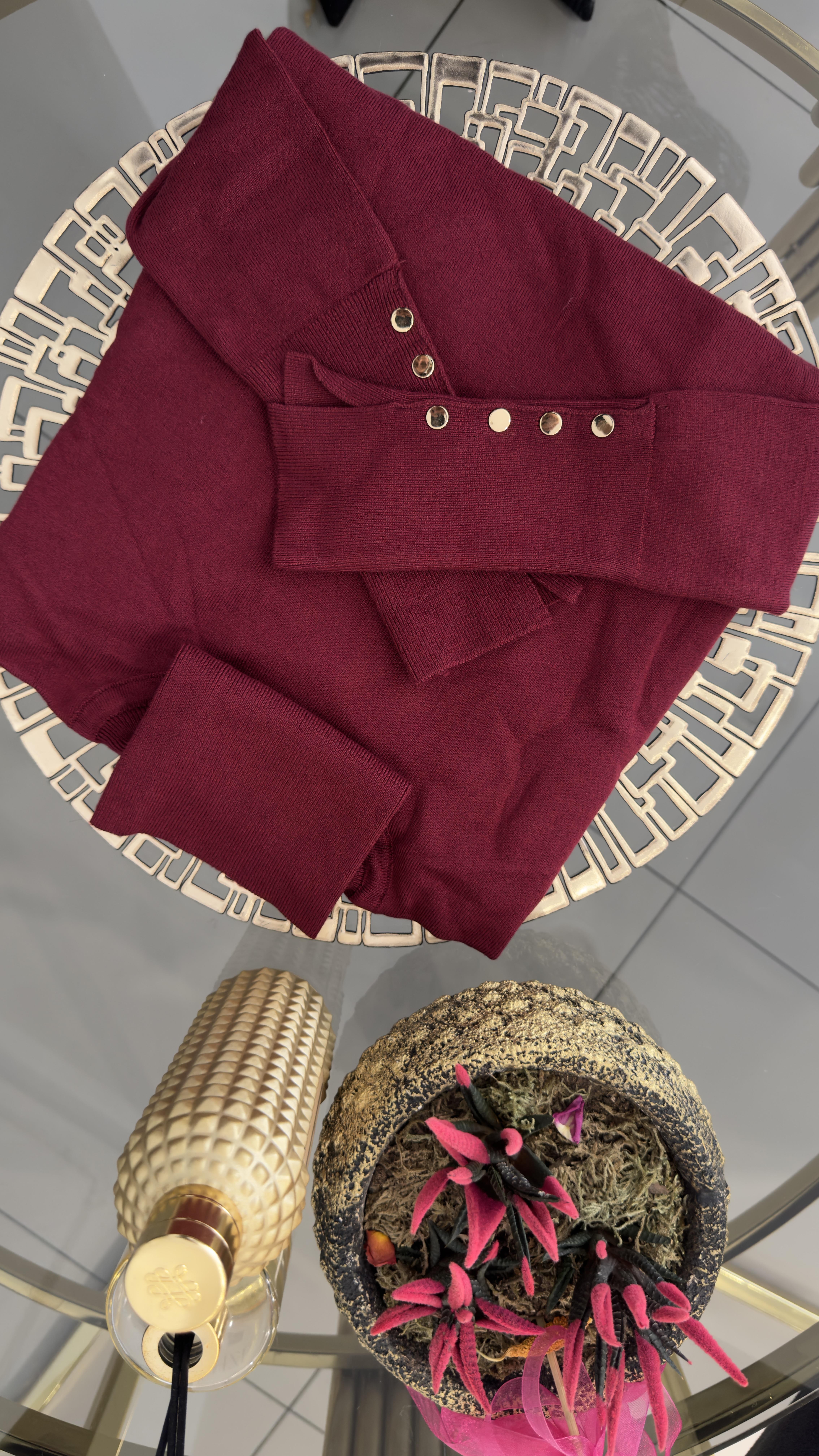 1268 Balıkçı yaka droplu kazak-BORDO
