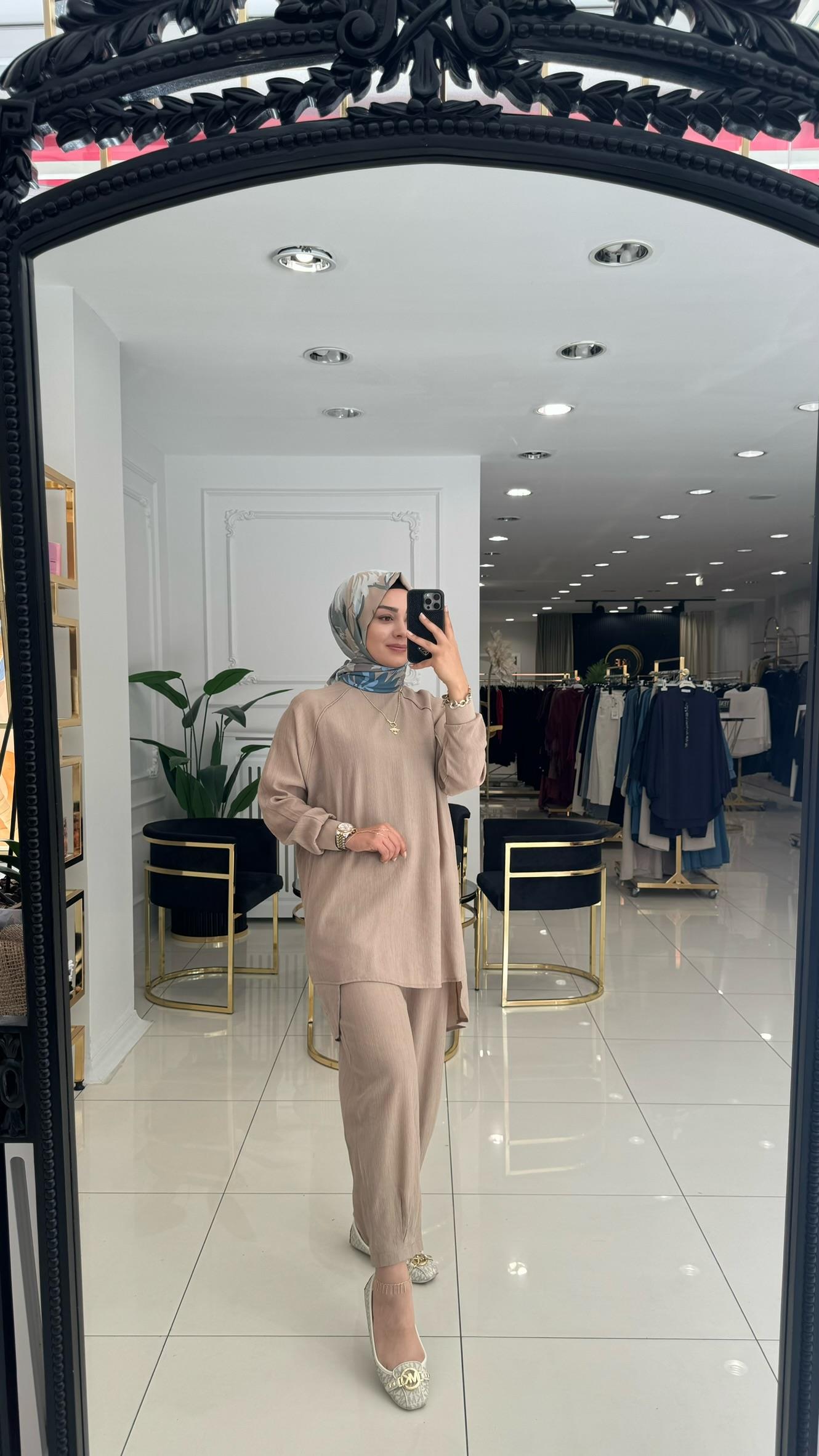 14228 Narin pamuk takım-Sütlü kahve