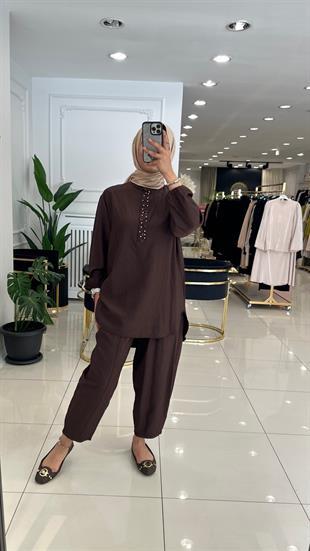 14230 Tensel deniz takım ACI KAHVE