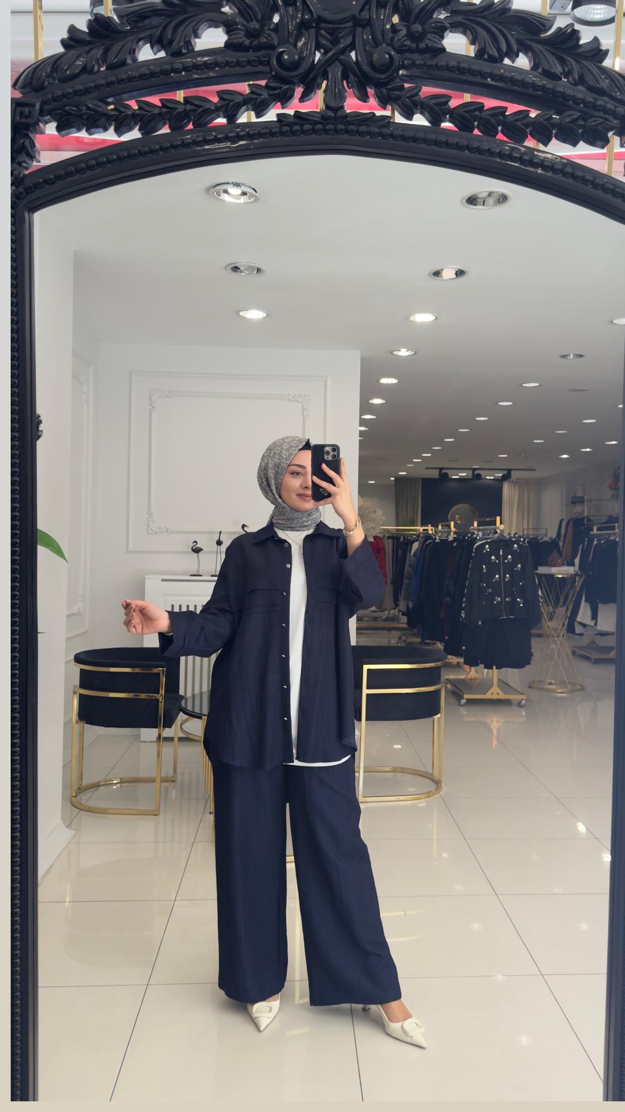 14466 Tensel denim takım-LACİVERT