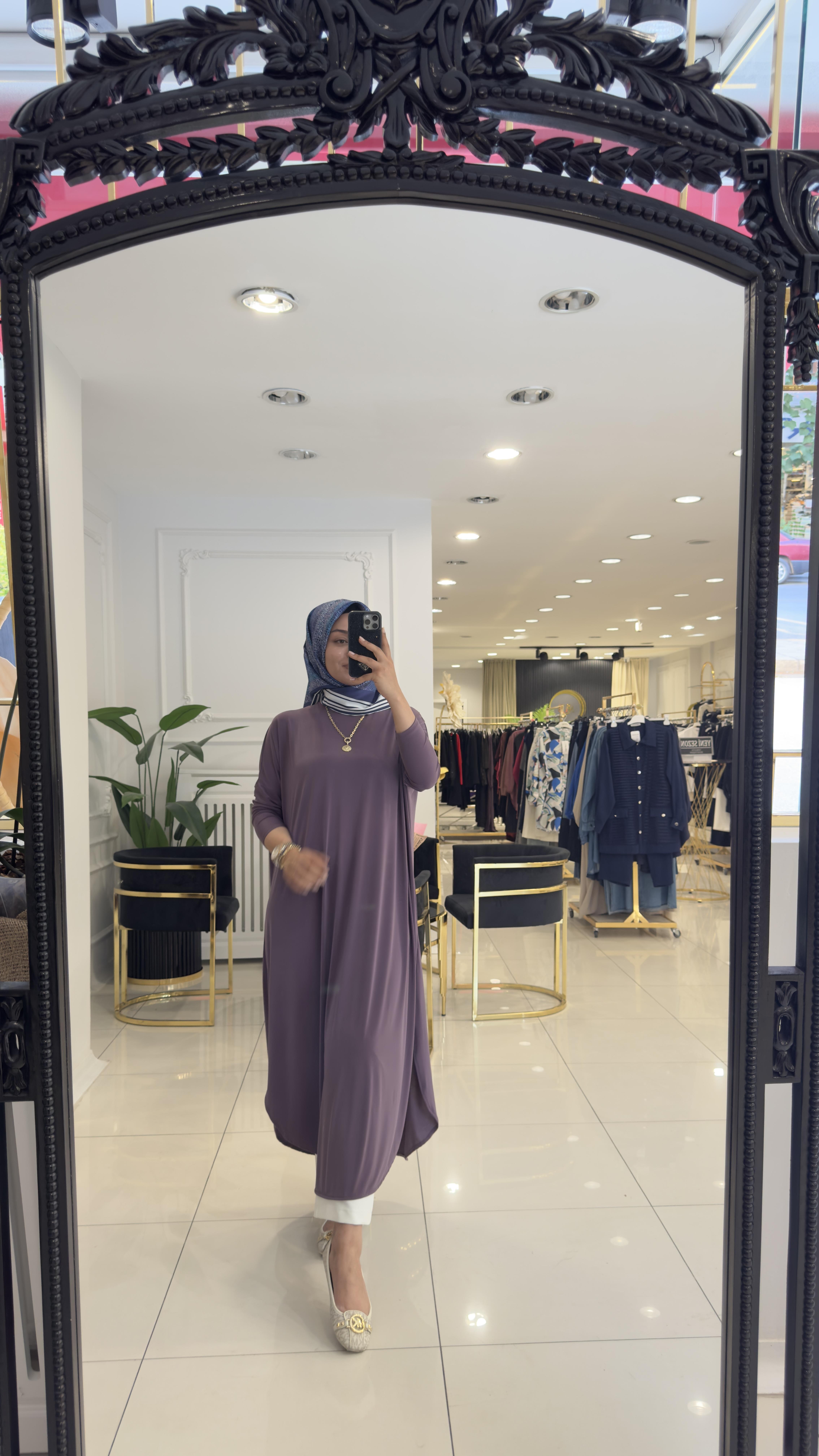 1735 Yanları yırtmaçlı tunik-LİLA