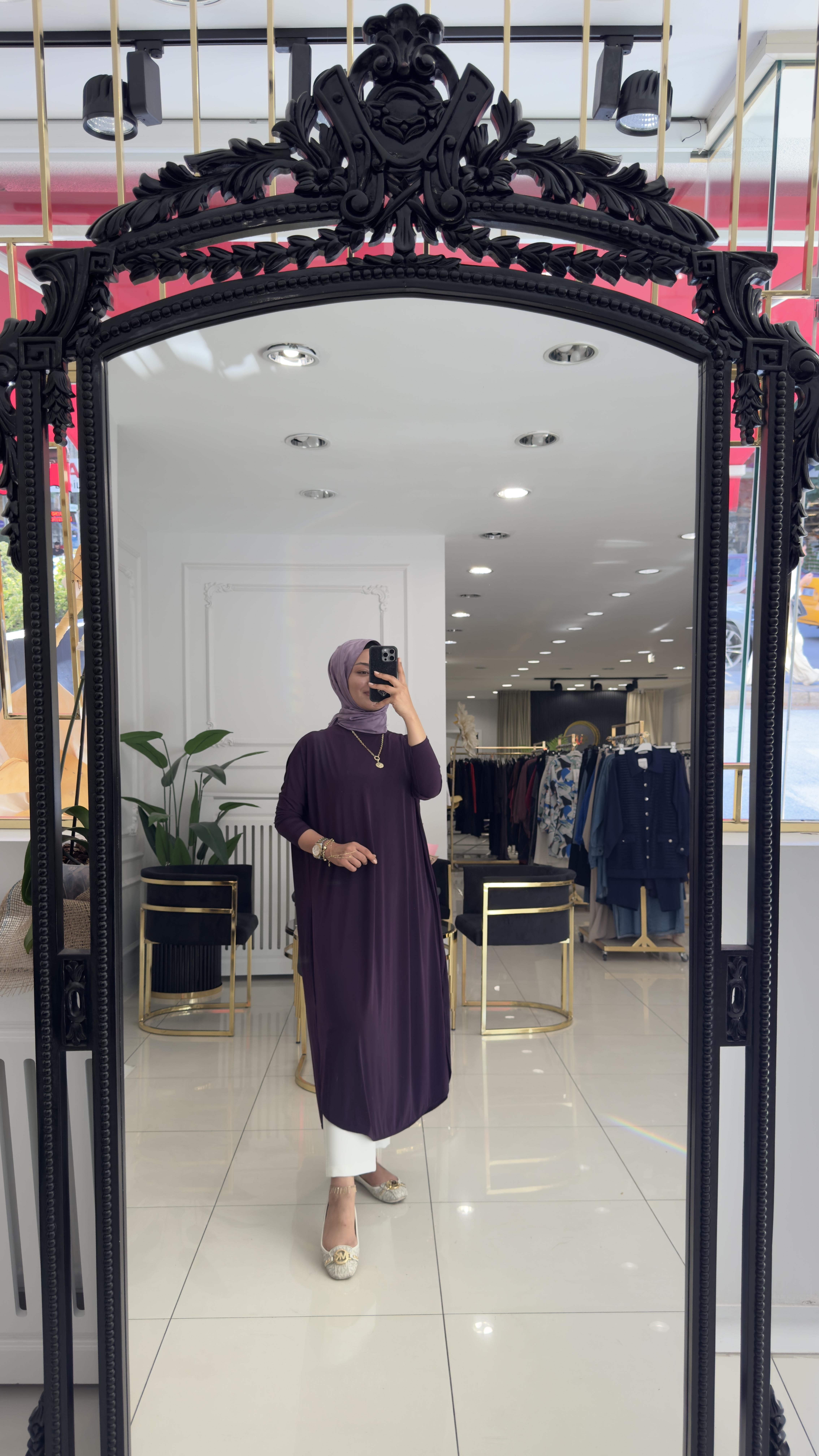 1735 Yanları yırtmaçlı tunik-MOR