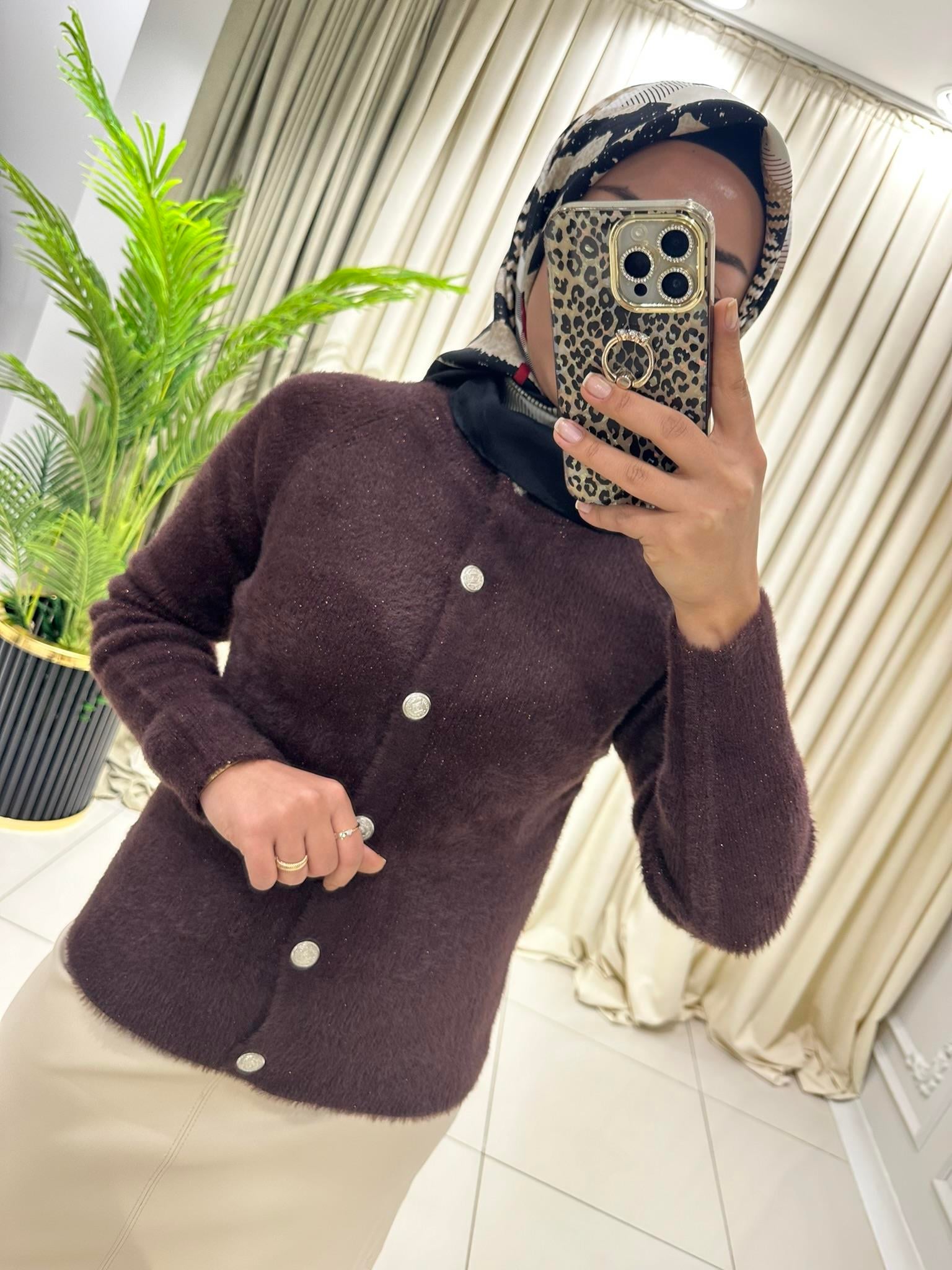 201 KISA SİMLİ YUMOŞ HIRKA  KAHVERENGİ