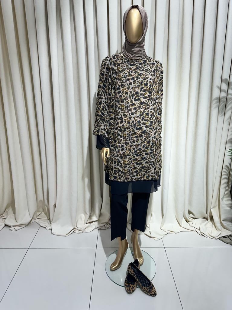 204  LEOPAR ŞIK TUNİK  RENKLİ RENKLİ