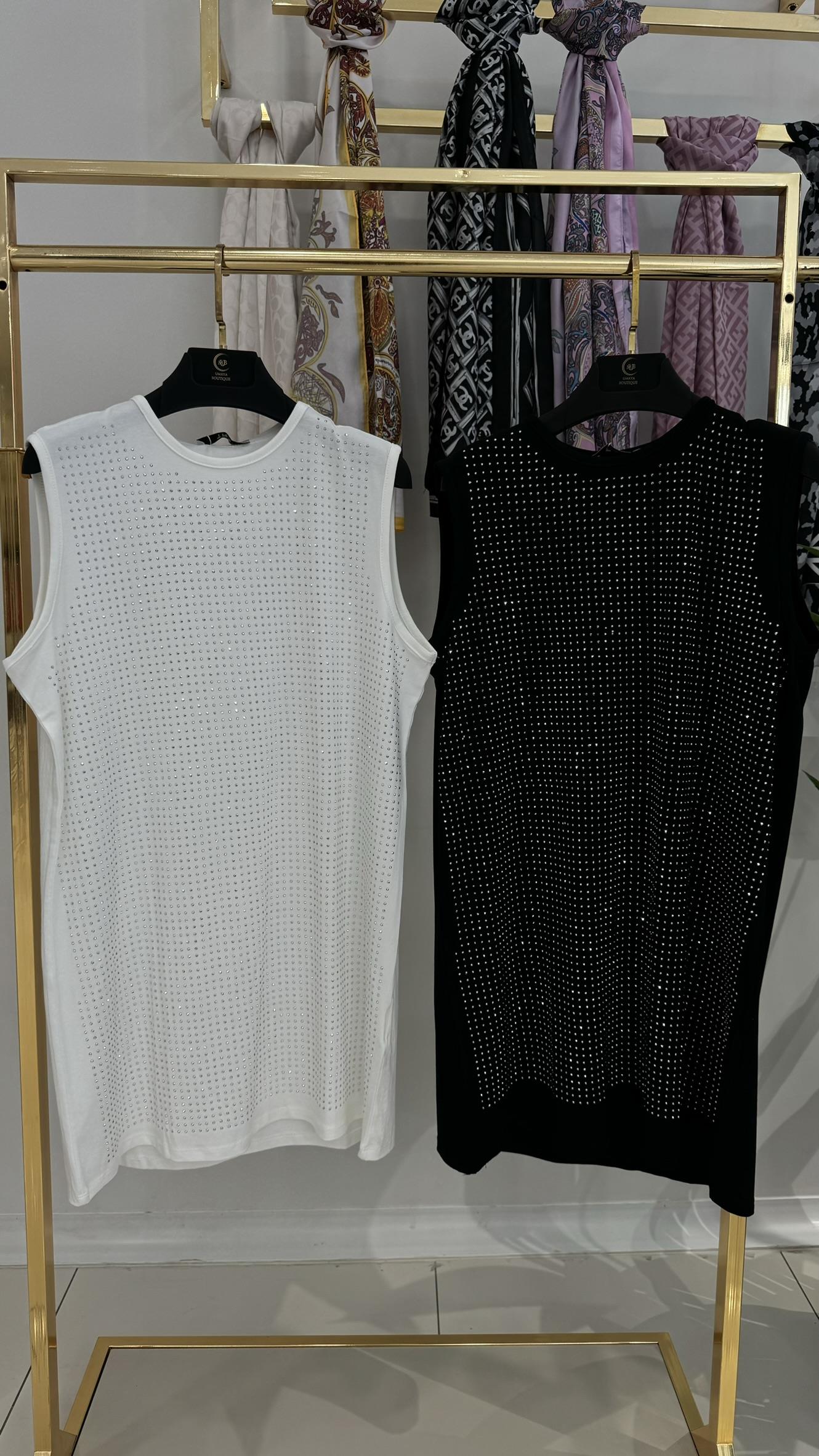 2053 Taşlı uzun içlik-BEYAZ