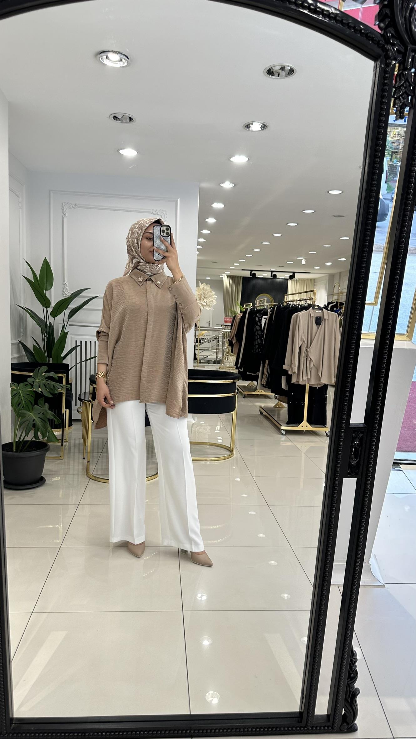 21481 Jakar parıltı tunik-CAMEL