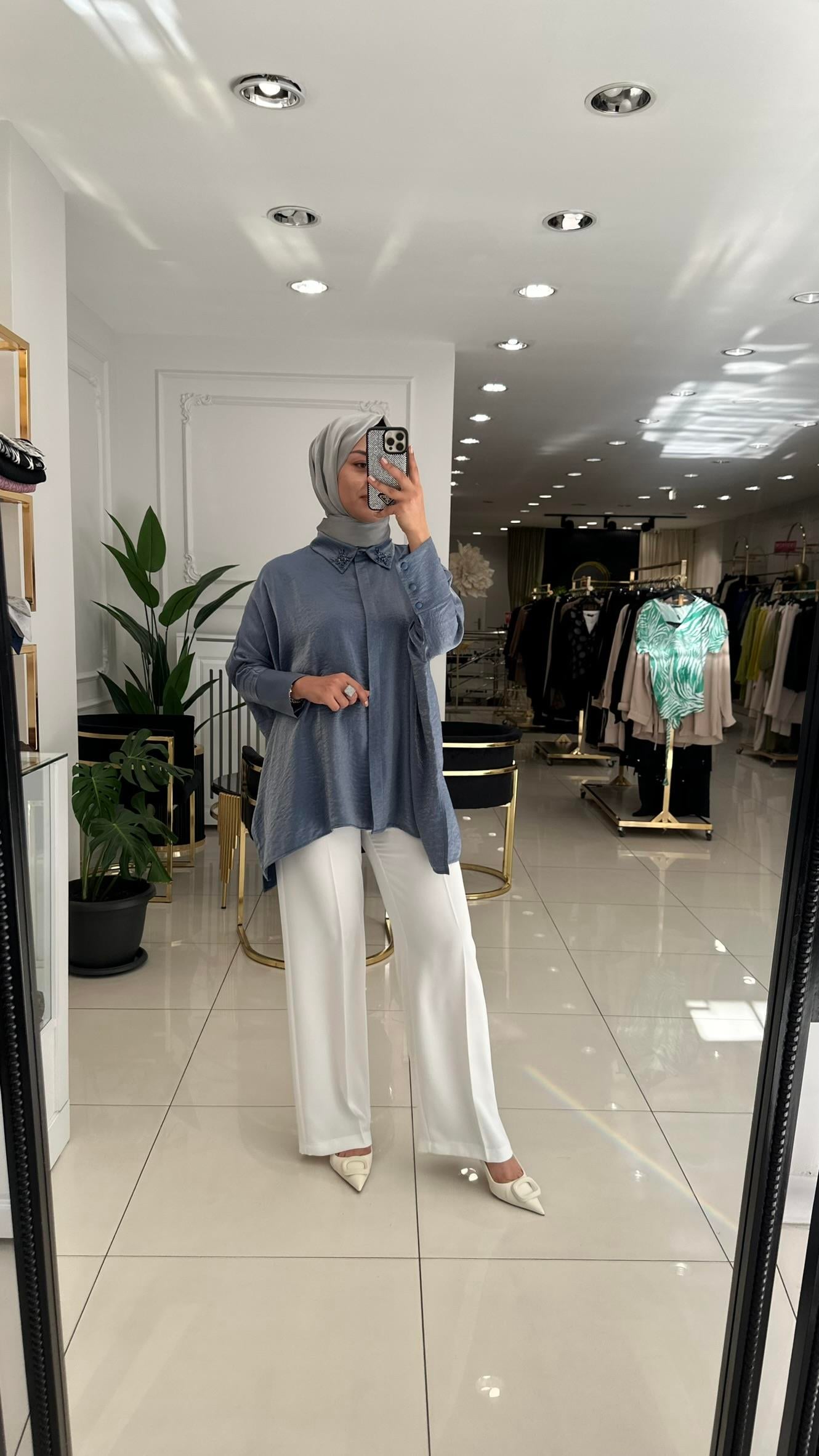 21481 Jakar parıltı tunik-İNDİGO