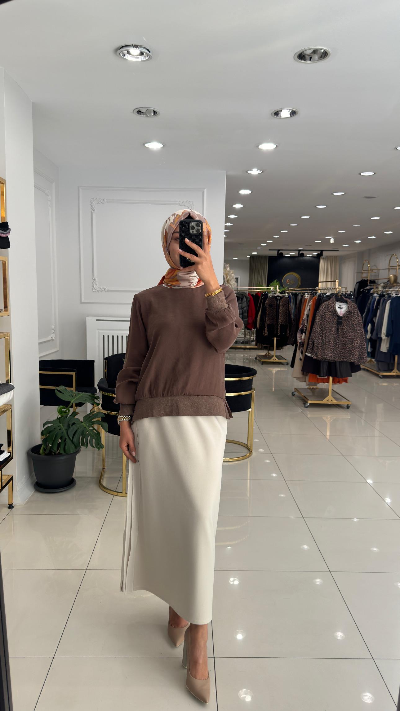 21613 Qupra Bluz-KAHVERENGİ