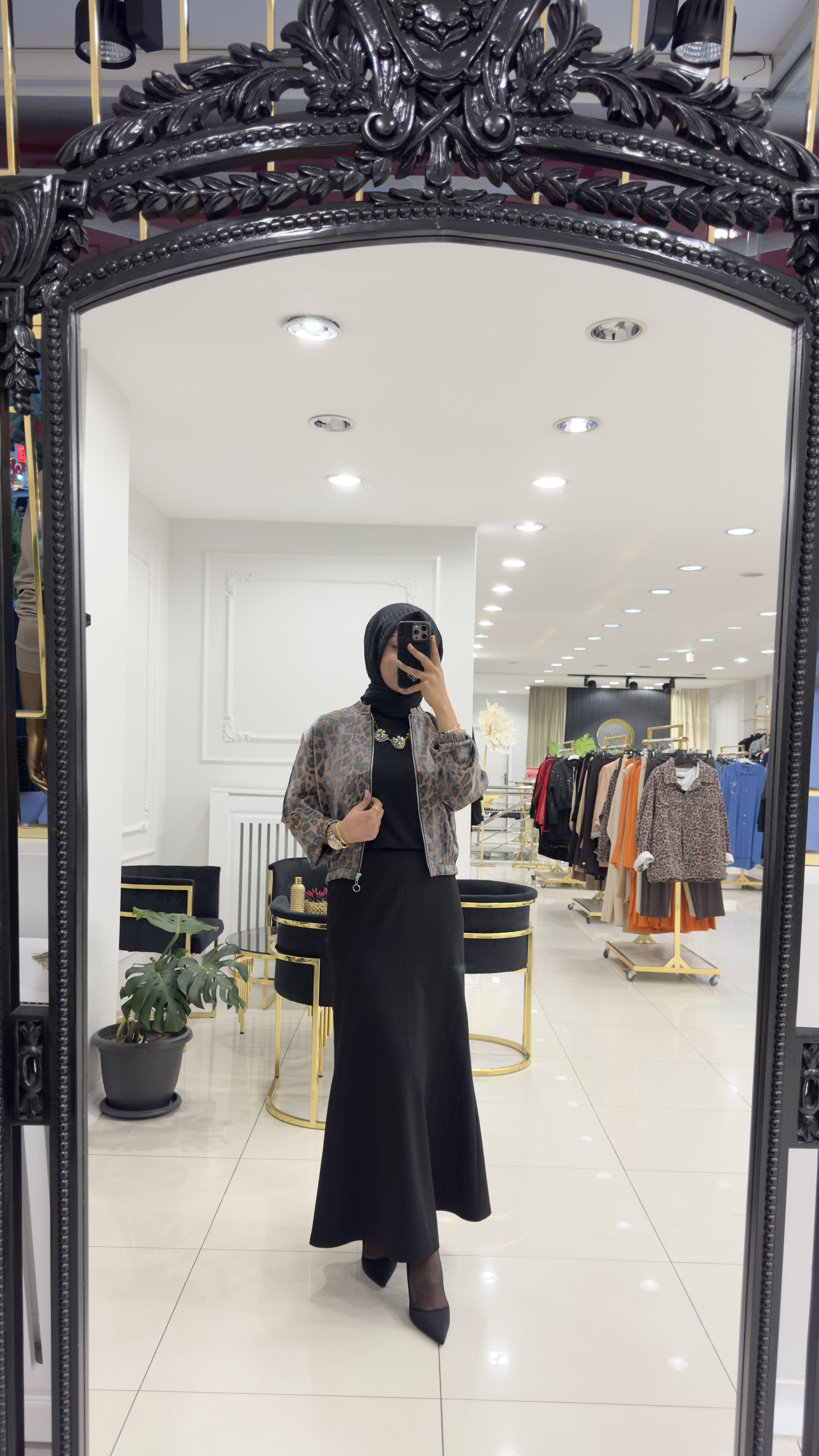 222 Leopar Bomber Ceket- KAHVERENGİ