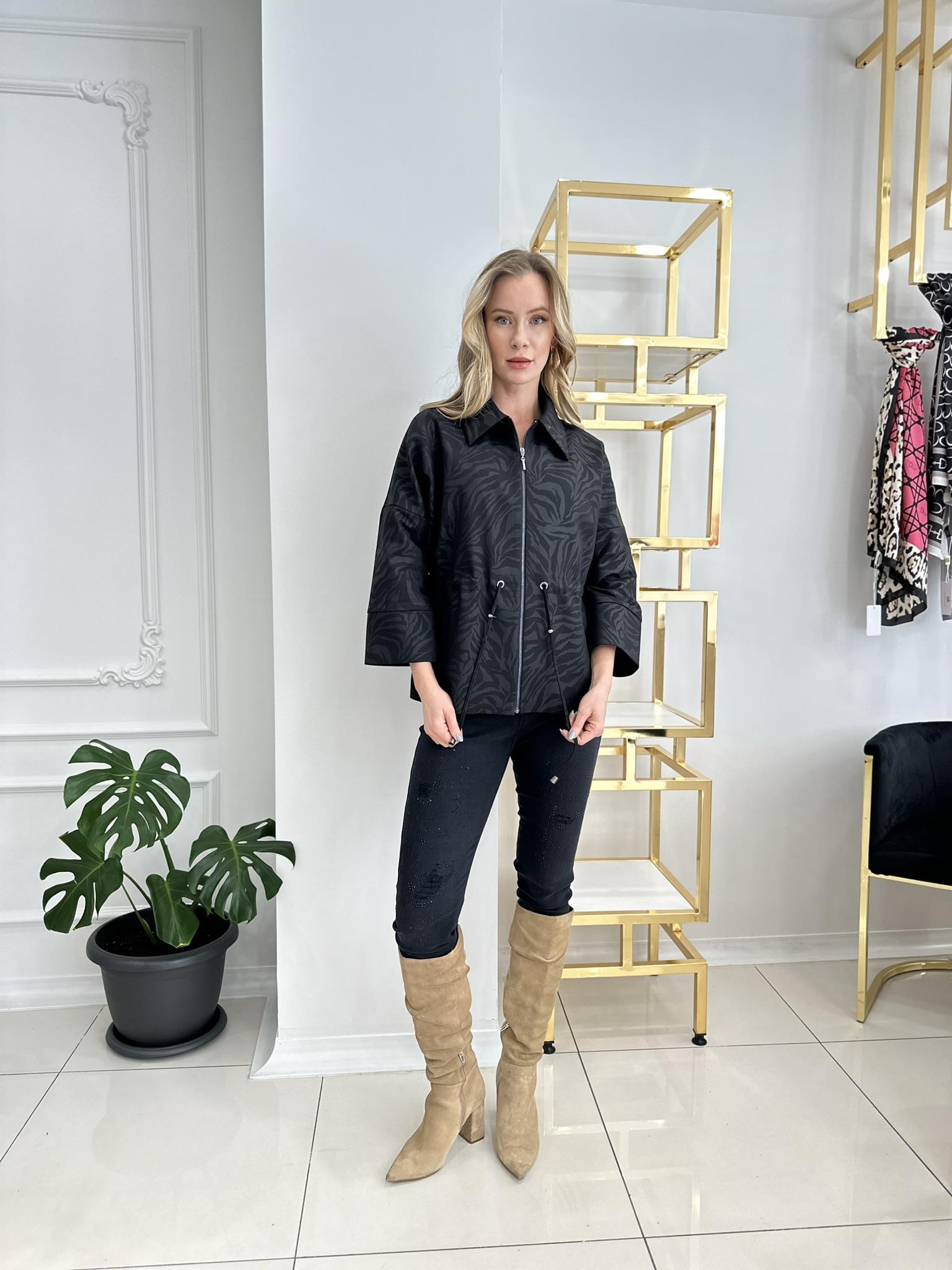 23KSL1269 BELİ BÜZGÜLÜ ZEBRA DESEN CEKETSİYAH