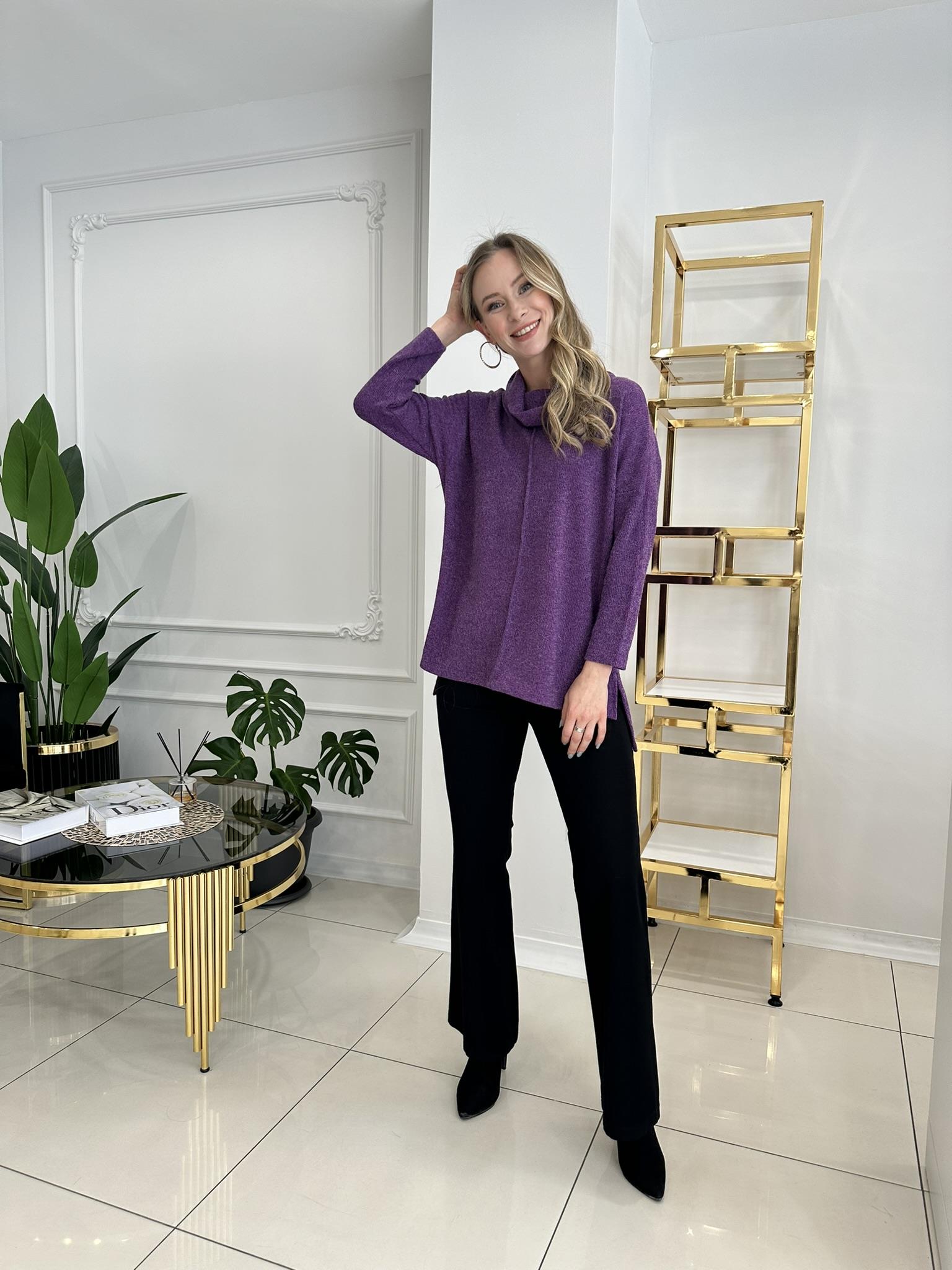 23KSL8661 ÖNÜ NERVÜRLÜ DEGAJE YAKA TRİKO BLUZMOR