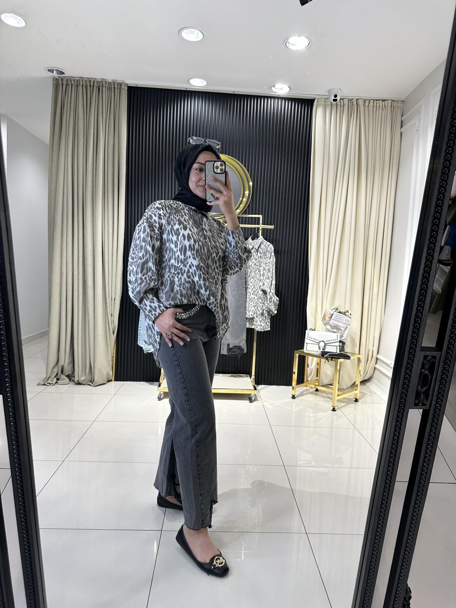 2761 Taşlı denim jean  ANTRASİT