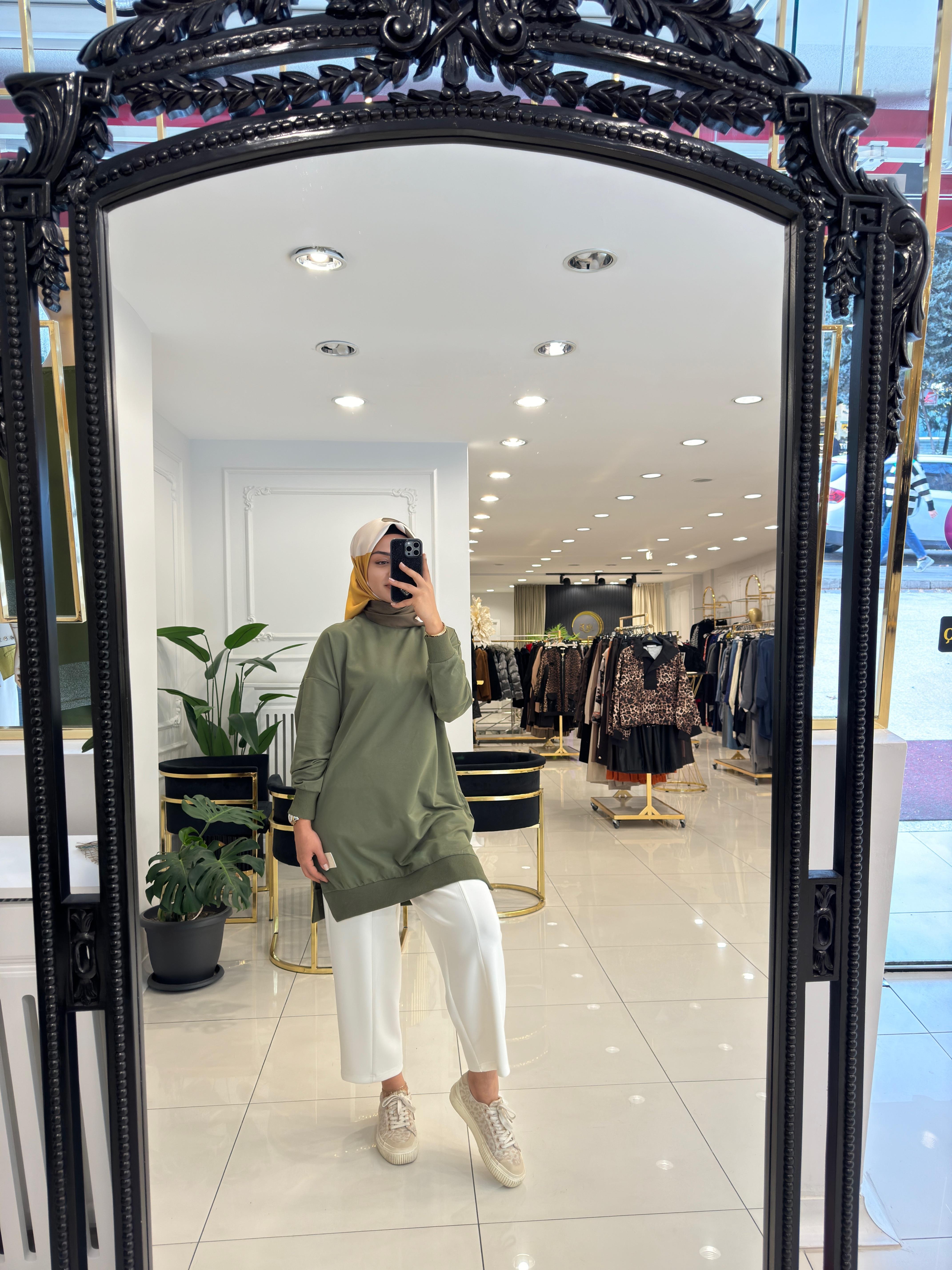 30644 Basic kısa tunik-HAKİ