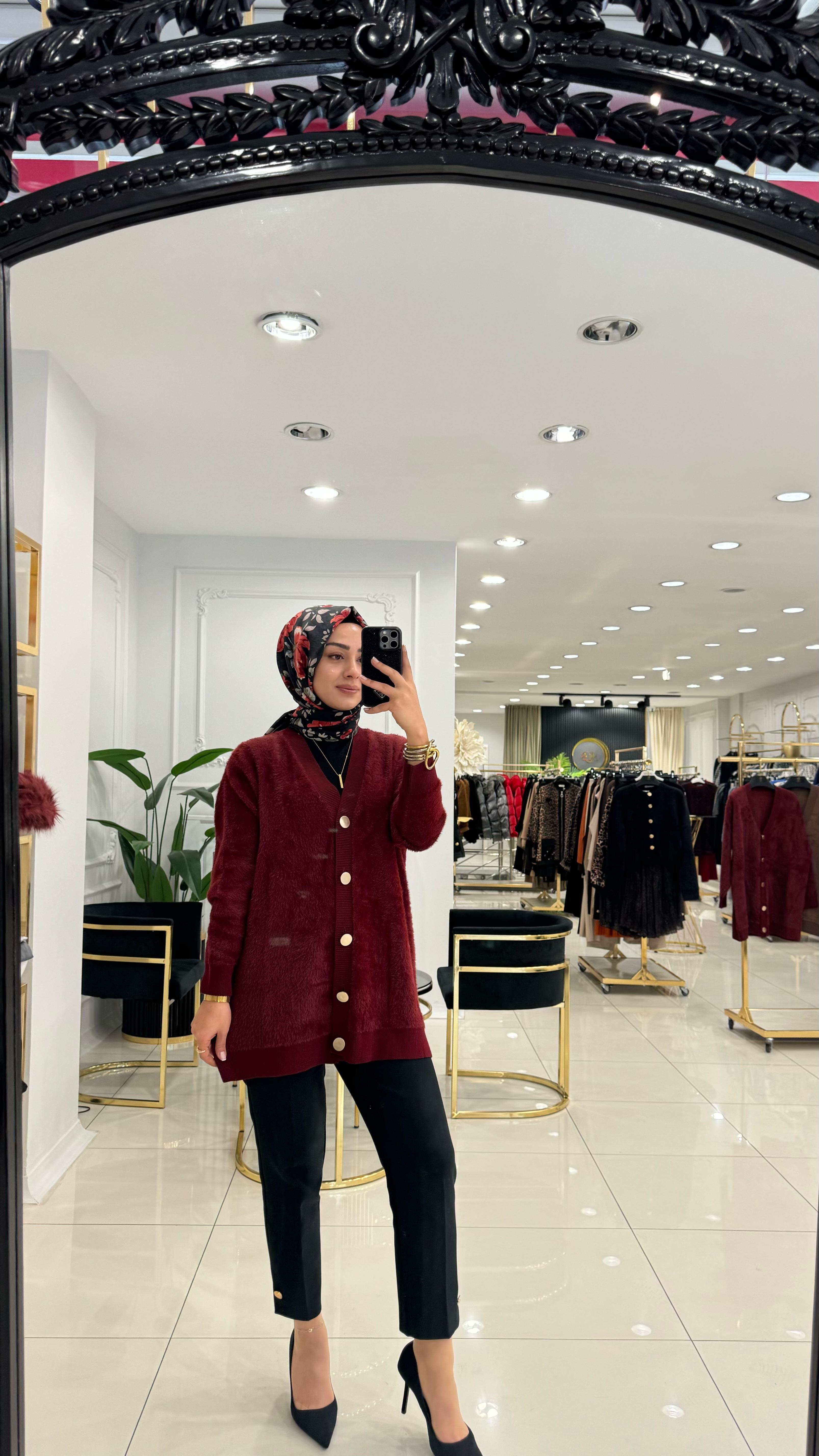 41010 Helin angora hırka-BORDO