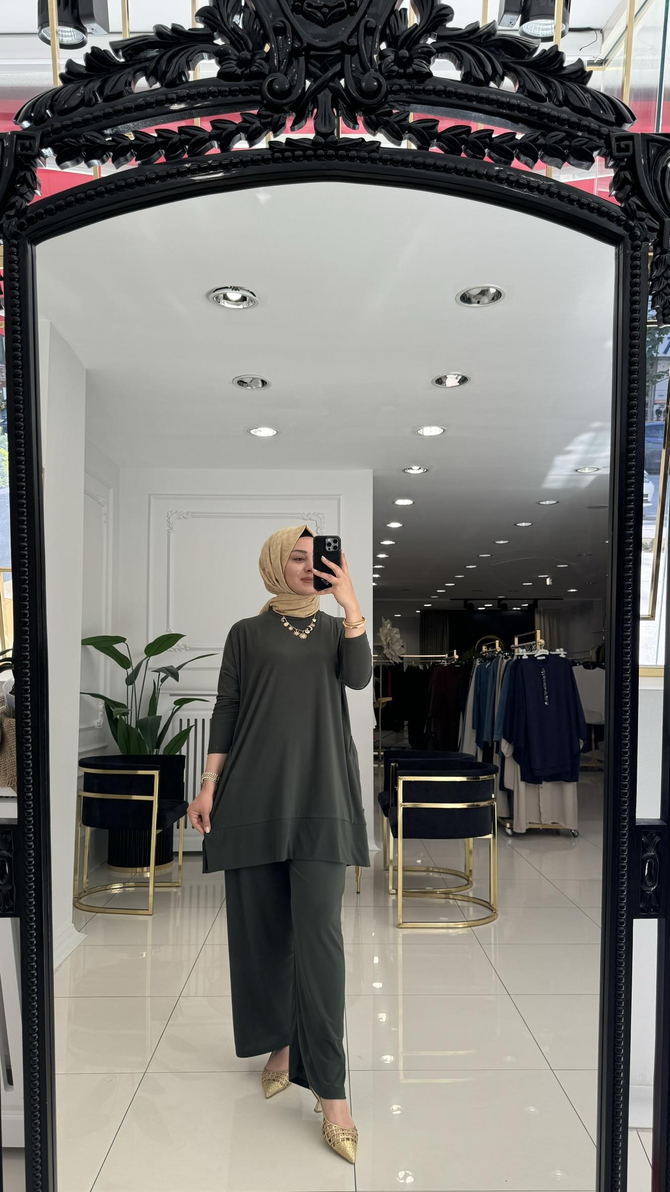 5015 Yanları cepli sandy takım-HAKİ