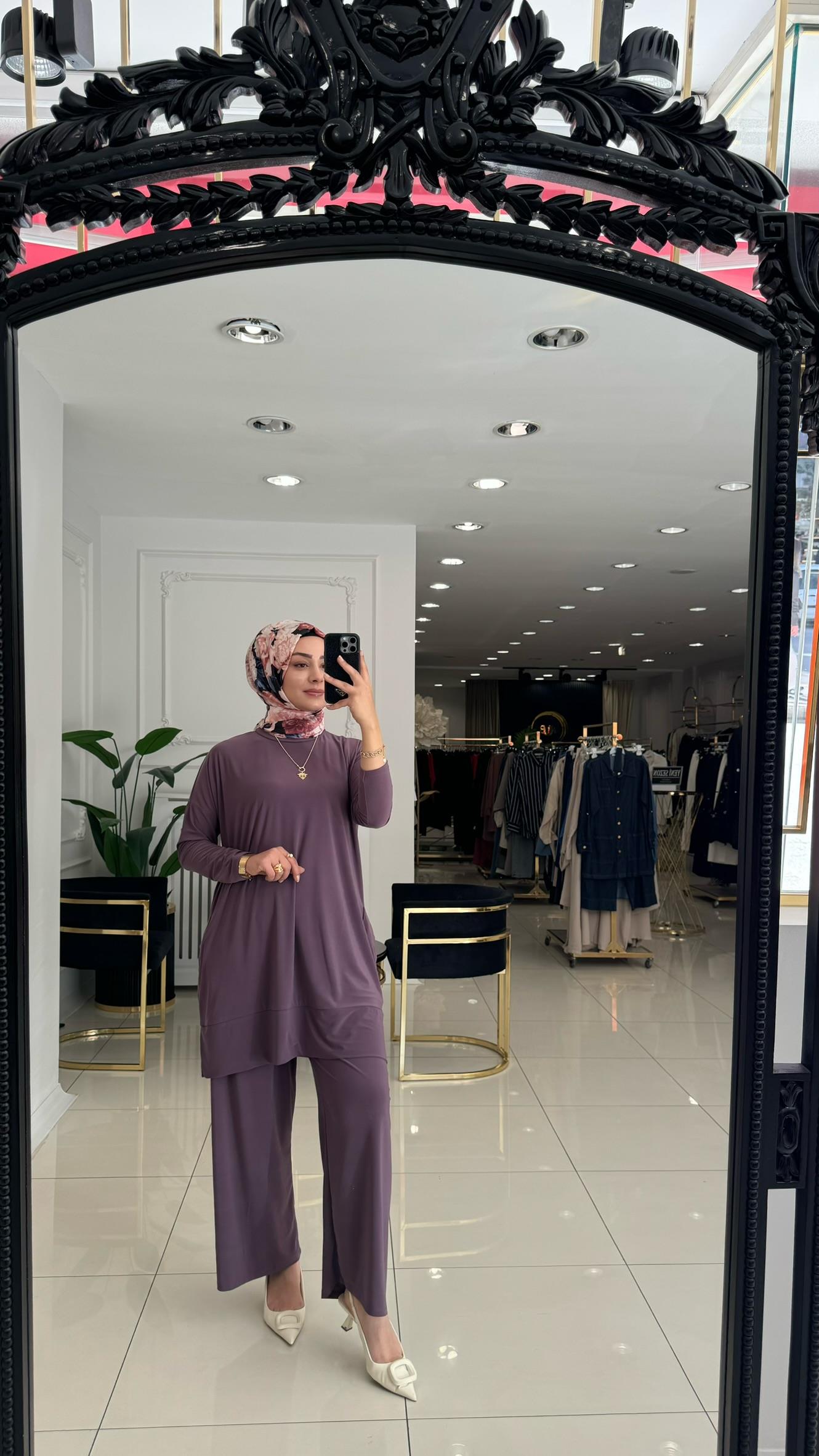 5015 Yanları cepli sandy takım-LİLA