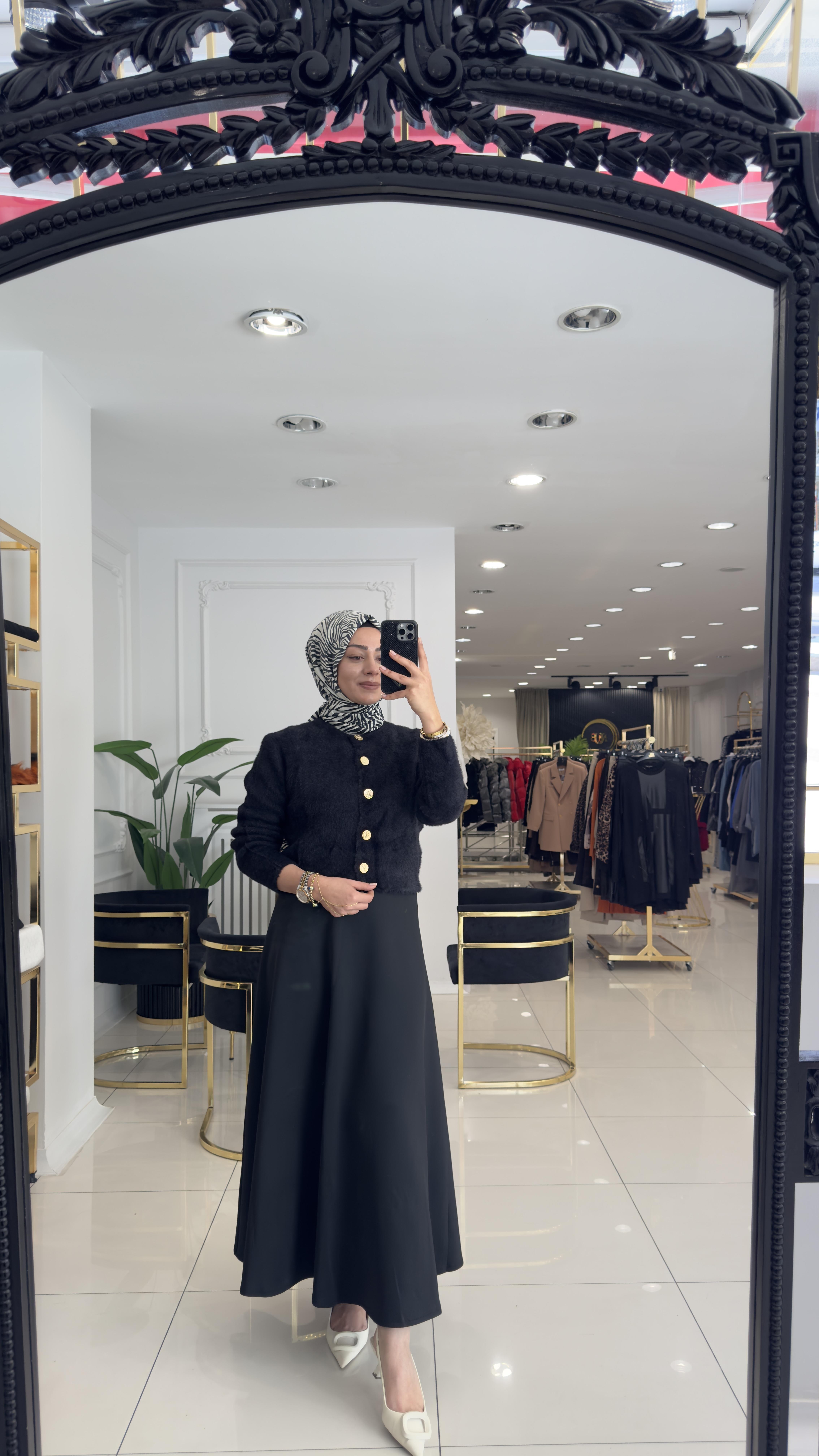 5202 Scuba kloş etek-SİYAH