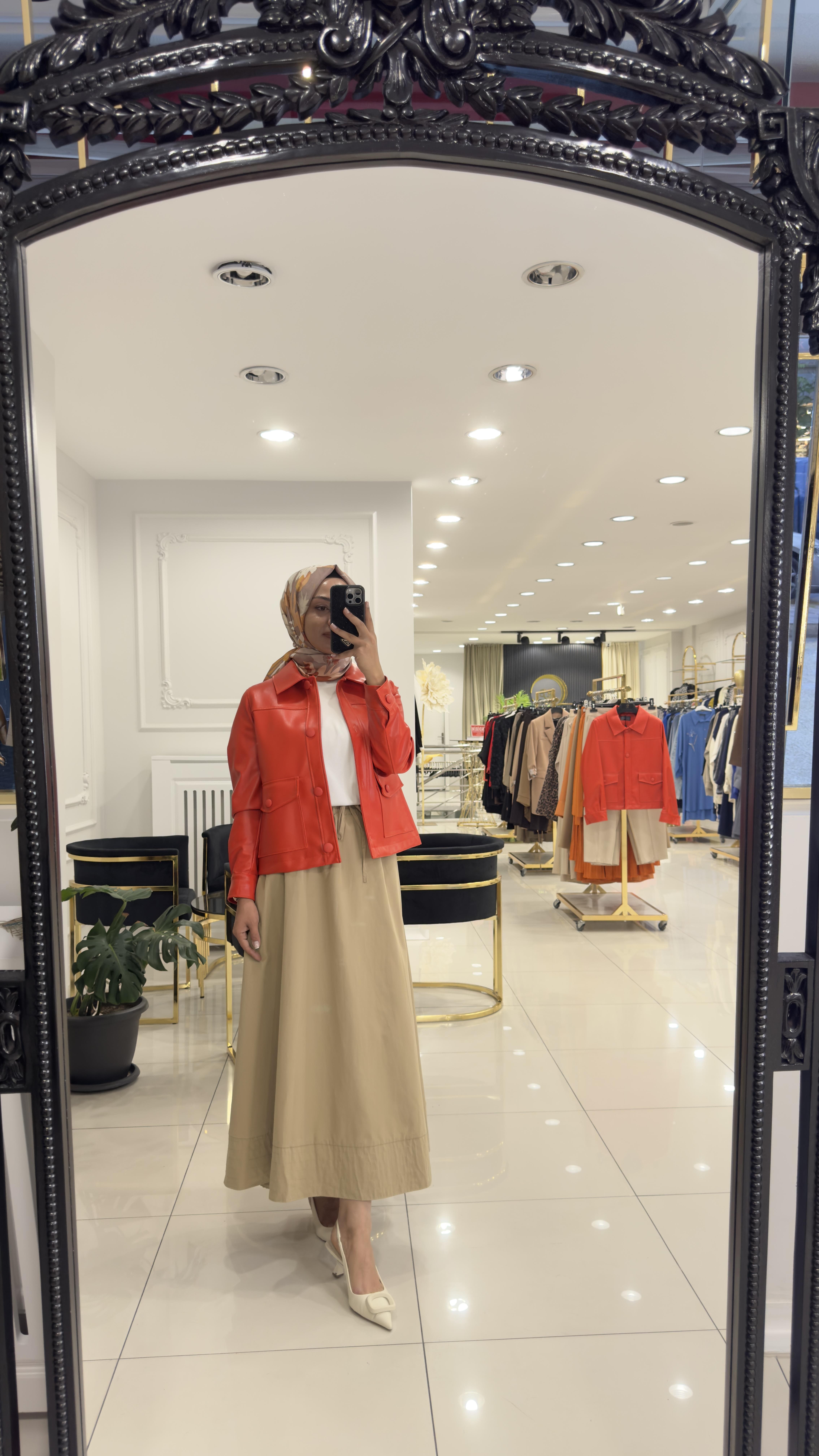 546 Paraşüt Nisa Etek-CAMEL