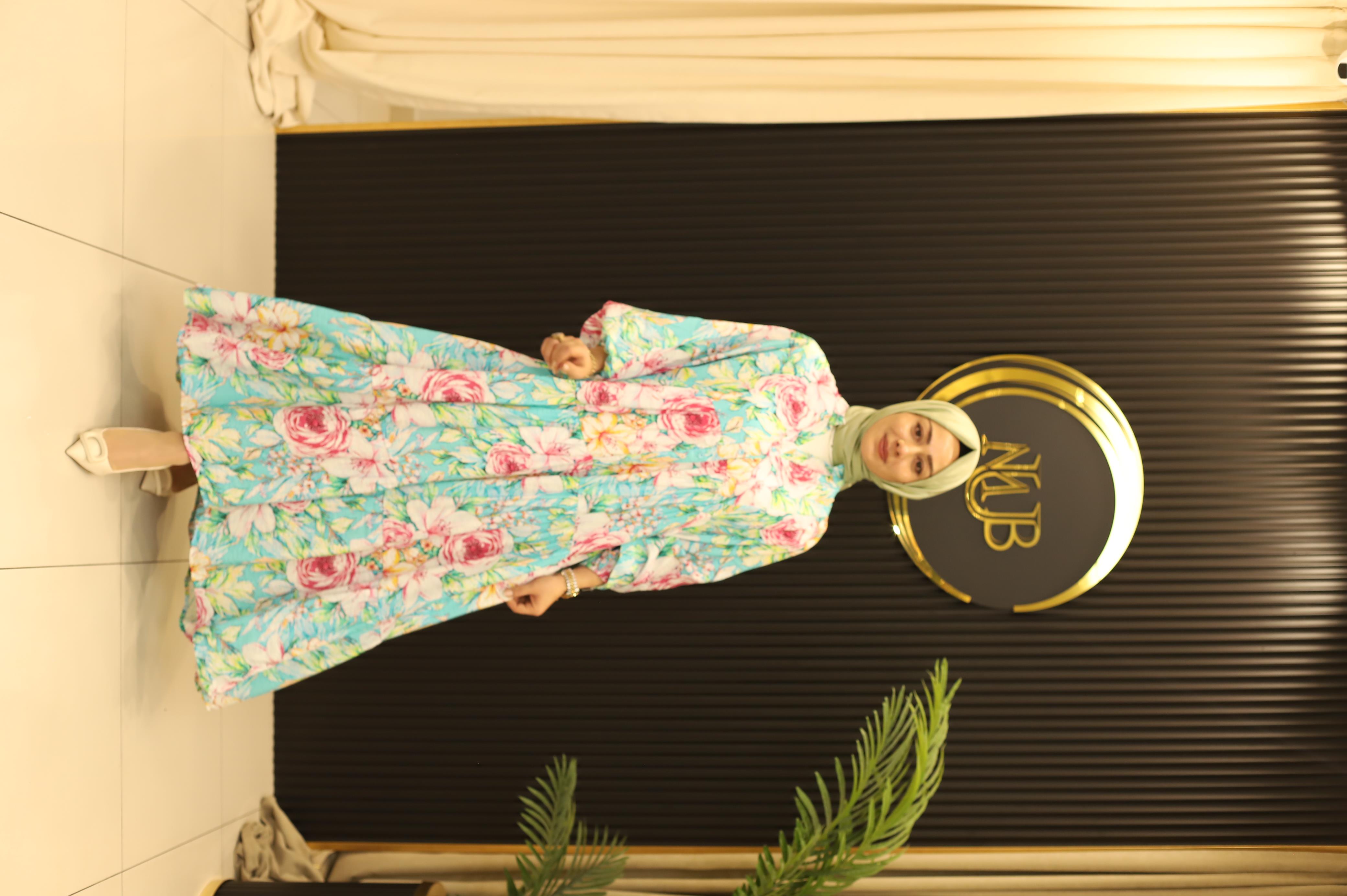 566 Bahar kloş elbise-MAVİ