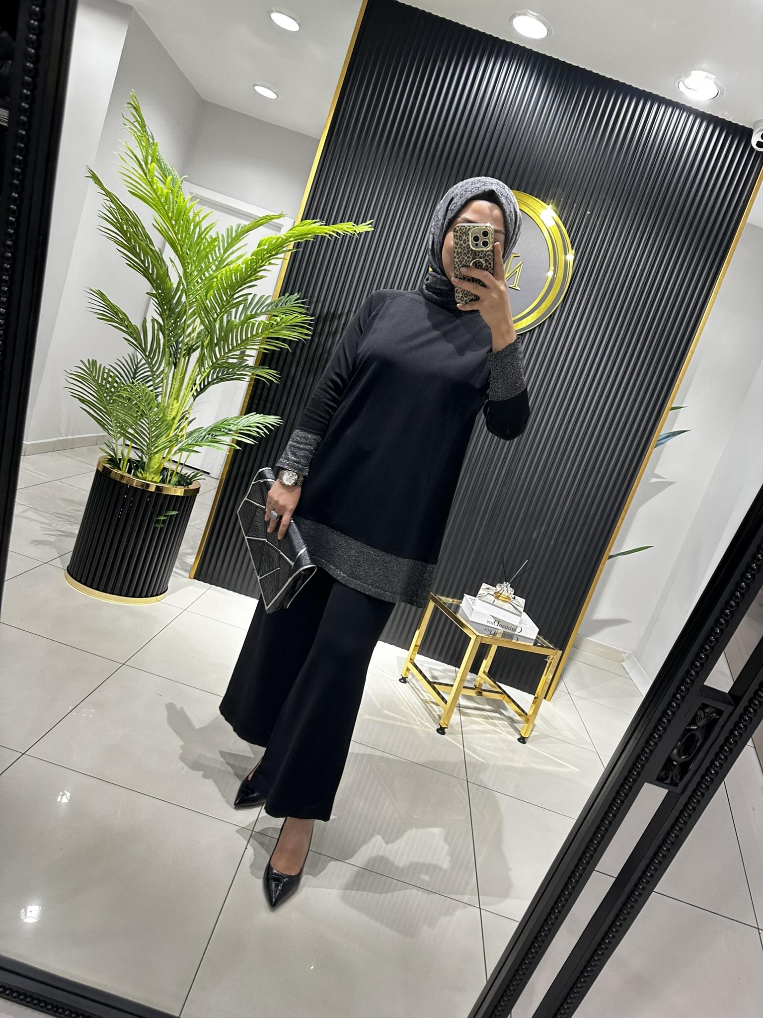 604 SİMLİ PANTOLONLU TAKIM  SİYAH