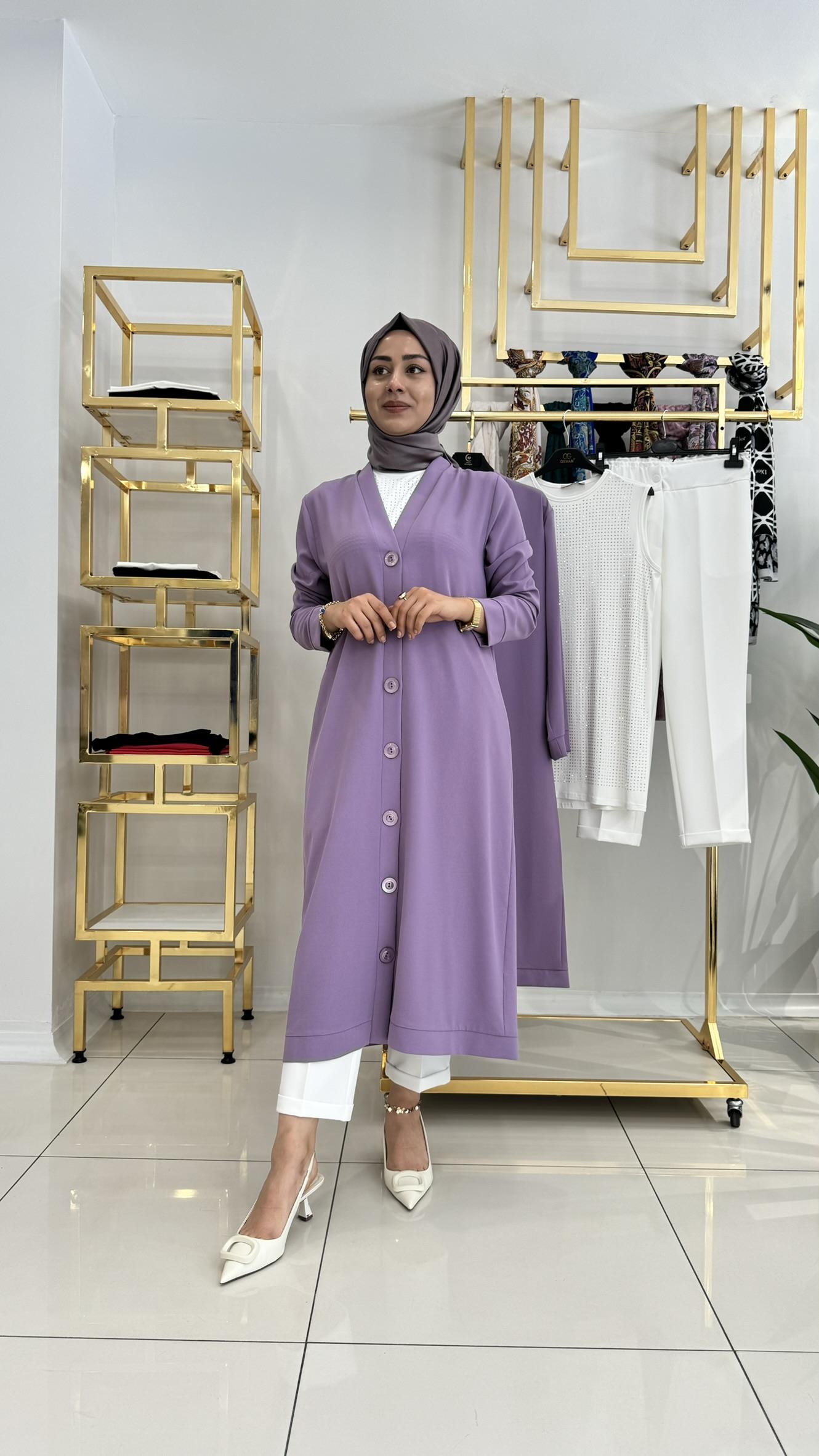 96489 Aerobin düğmeli kap-LİLA