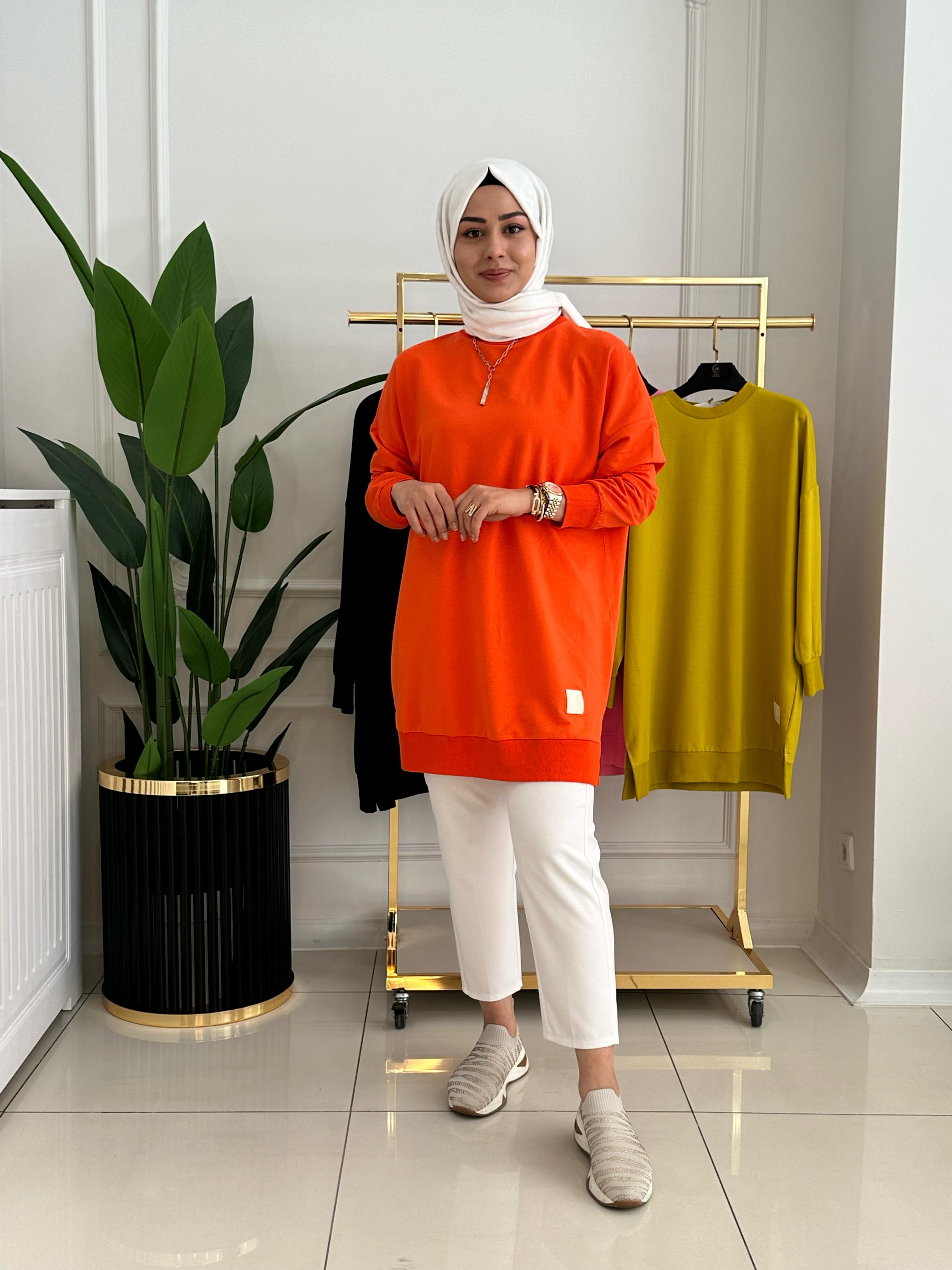 BASİC KISA SWEAT ORANJ 