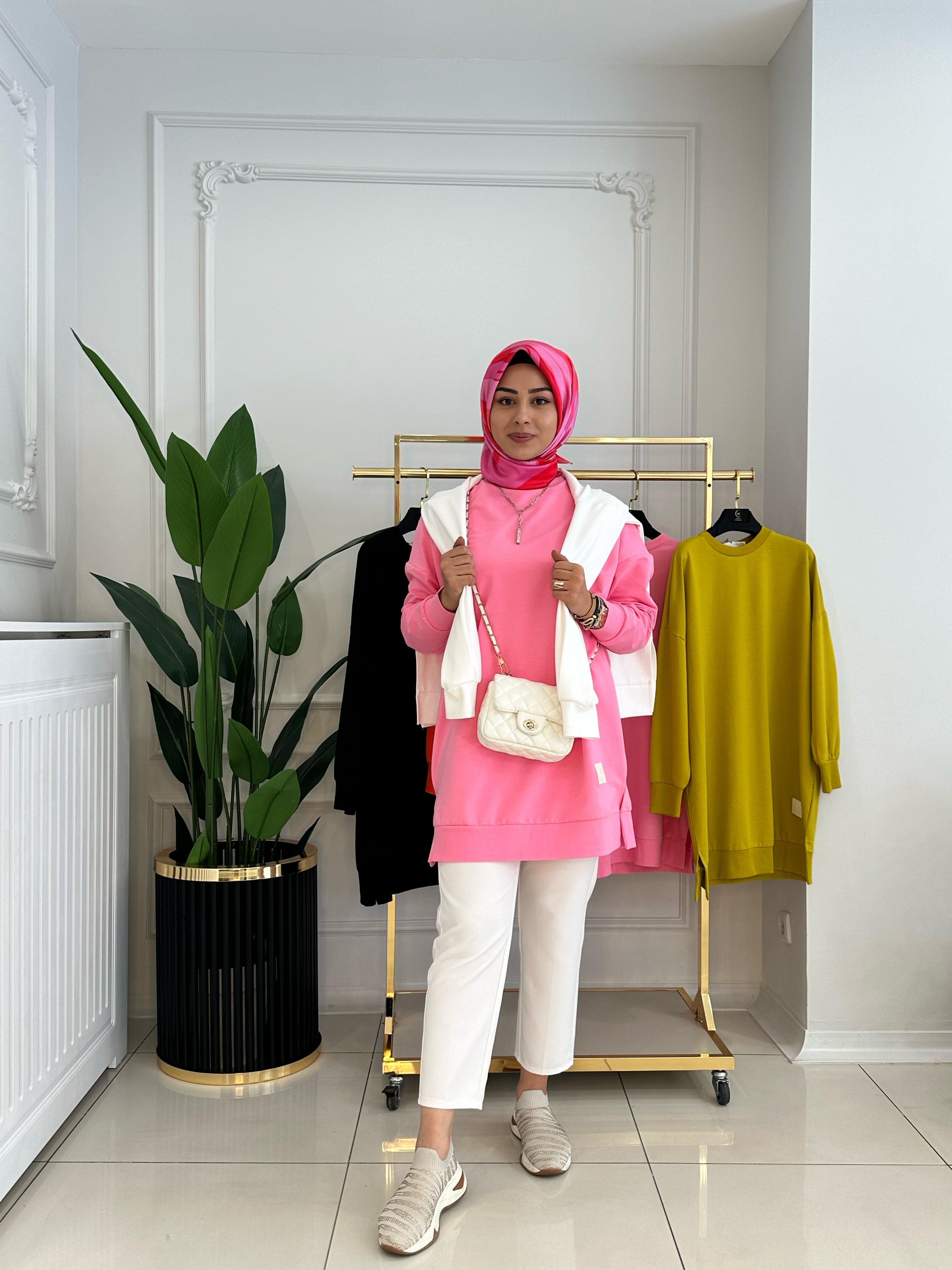 BASİC KISA SWEAT PEMBE  