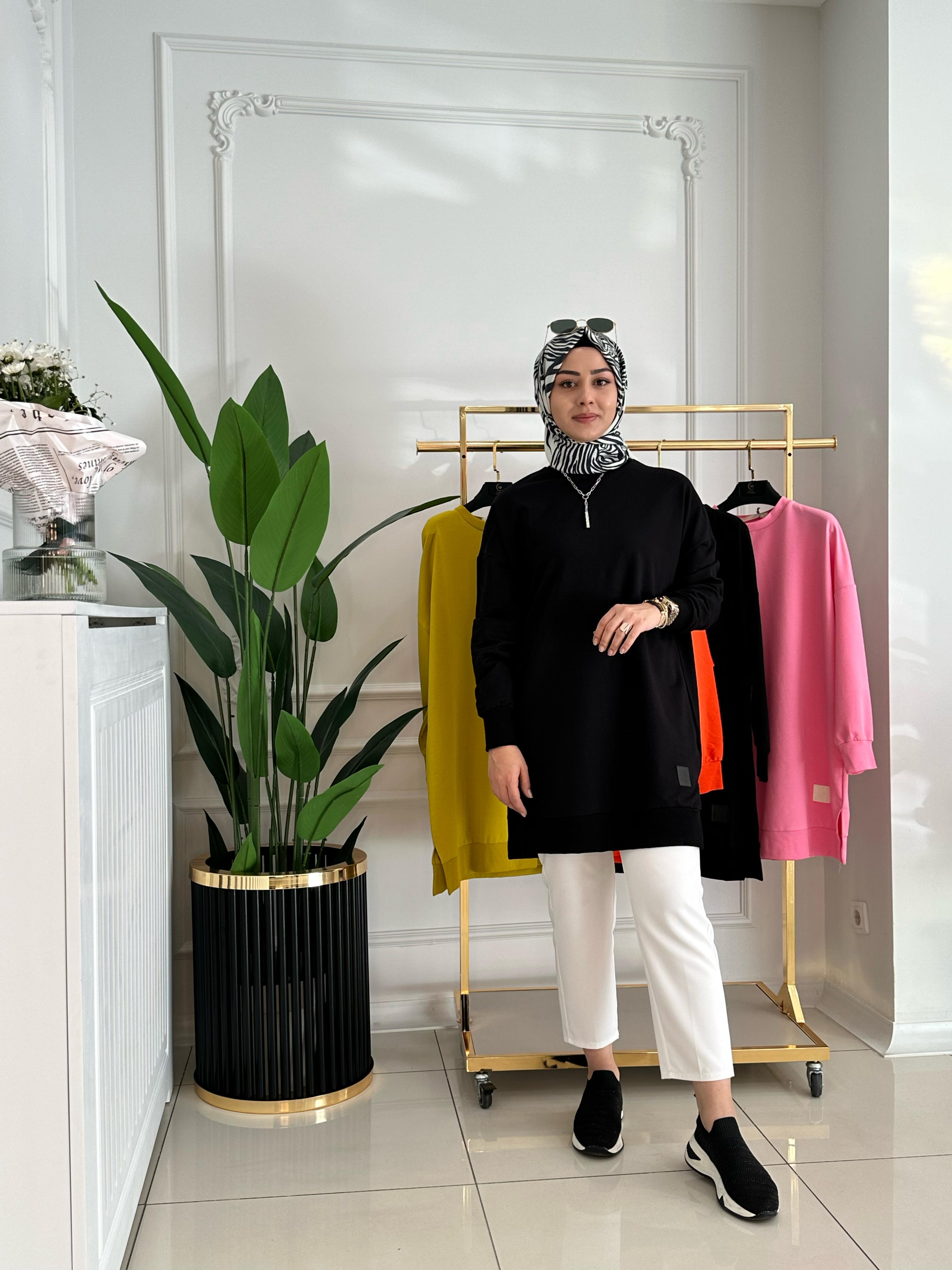 BASİC KISA SWEAT SİYAH  