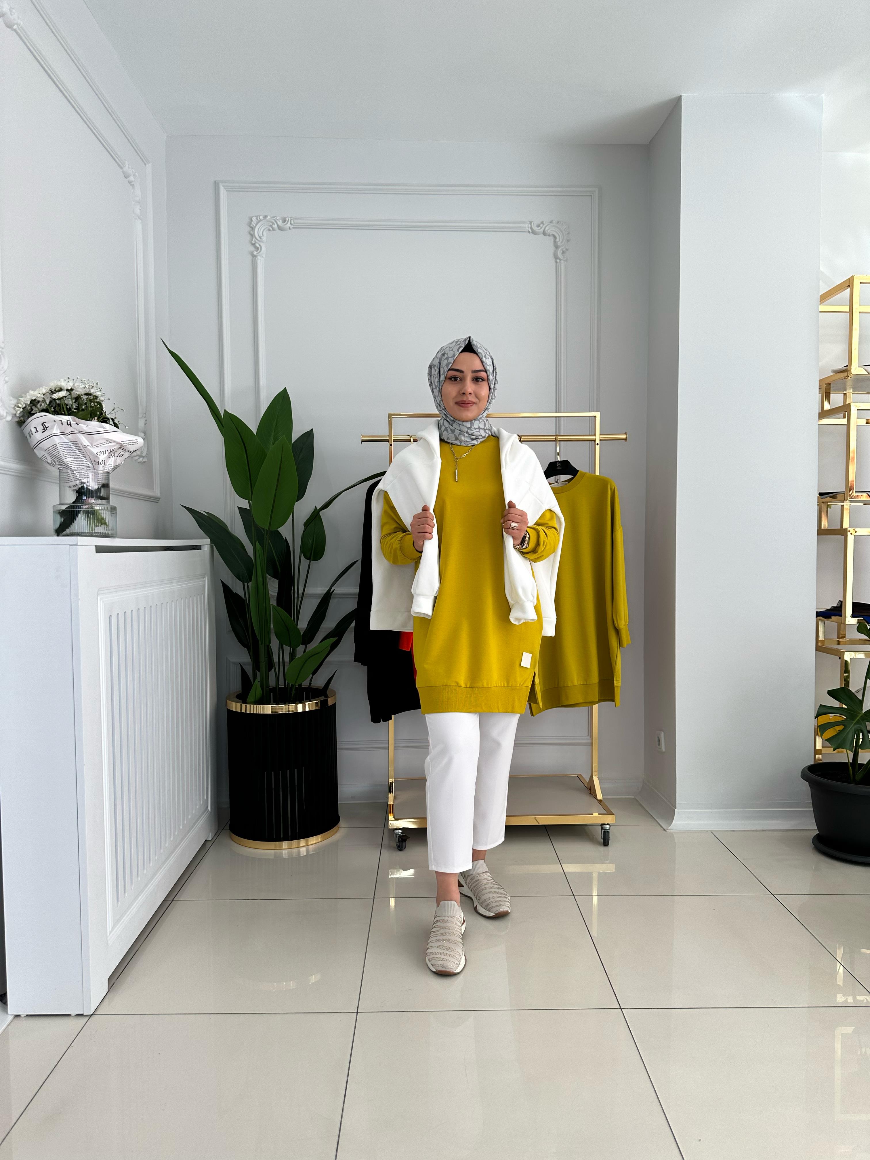 BASİC KISA SWEAT YAĞ YEŞİLİ 