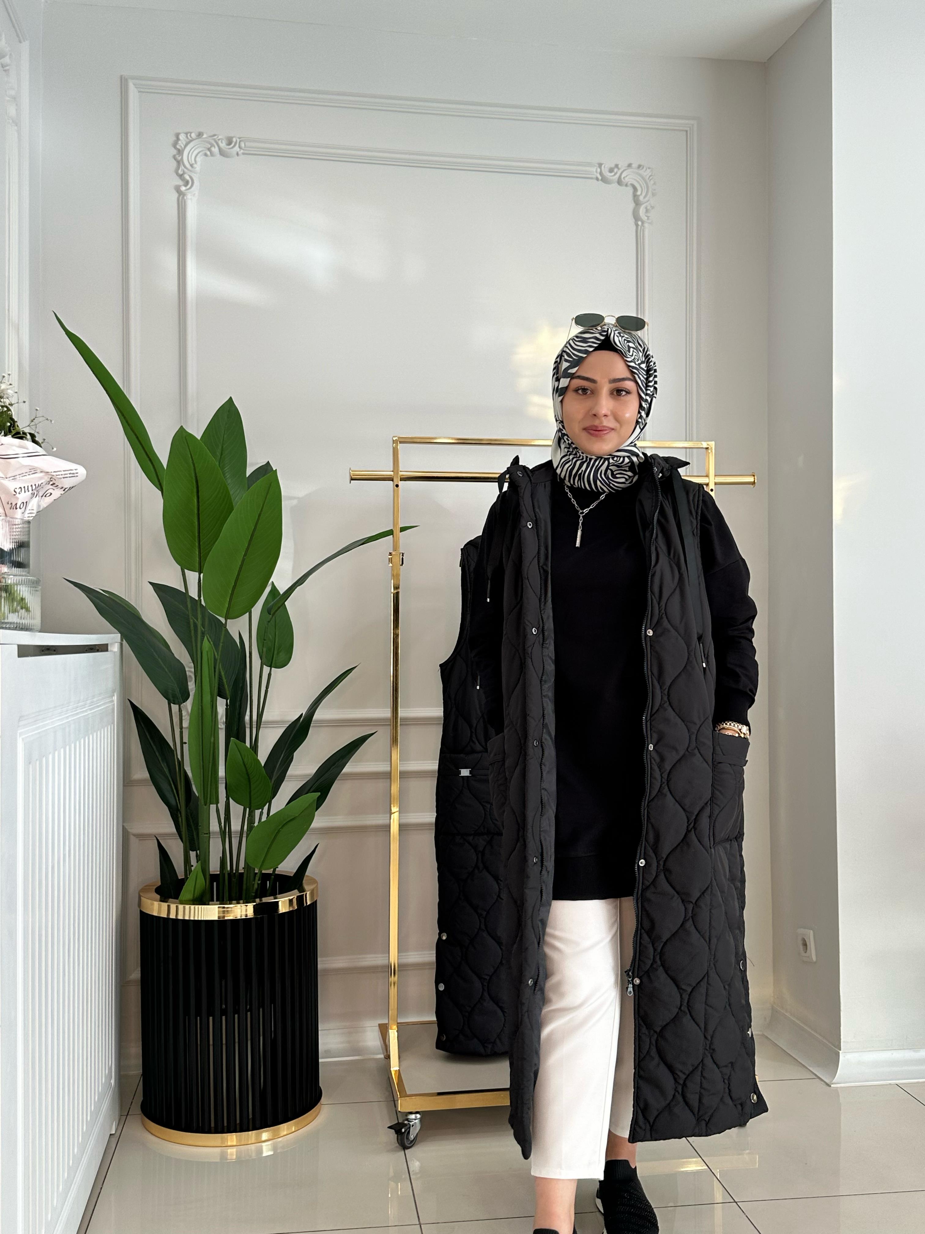 CEPLİ ŞİŞME YELEK SİYAH 