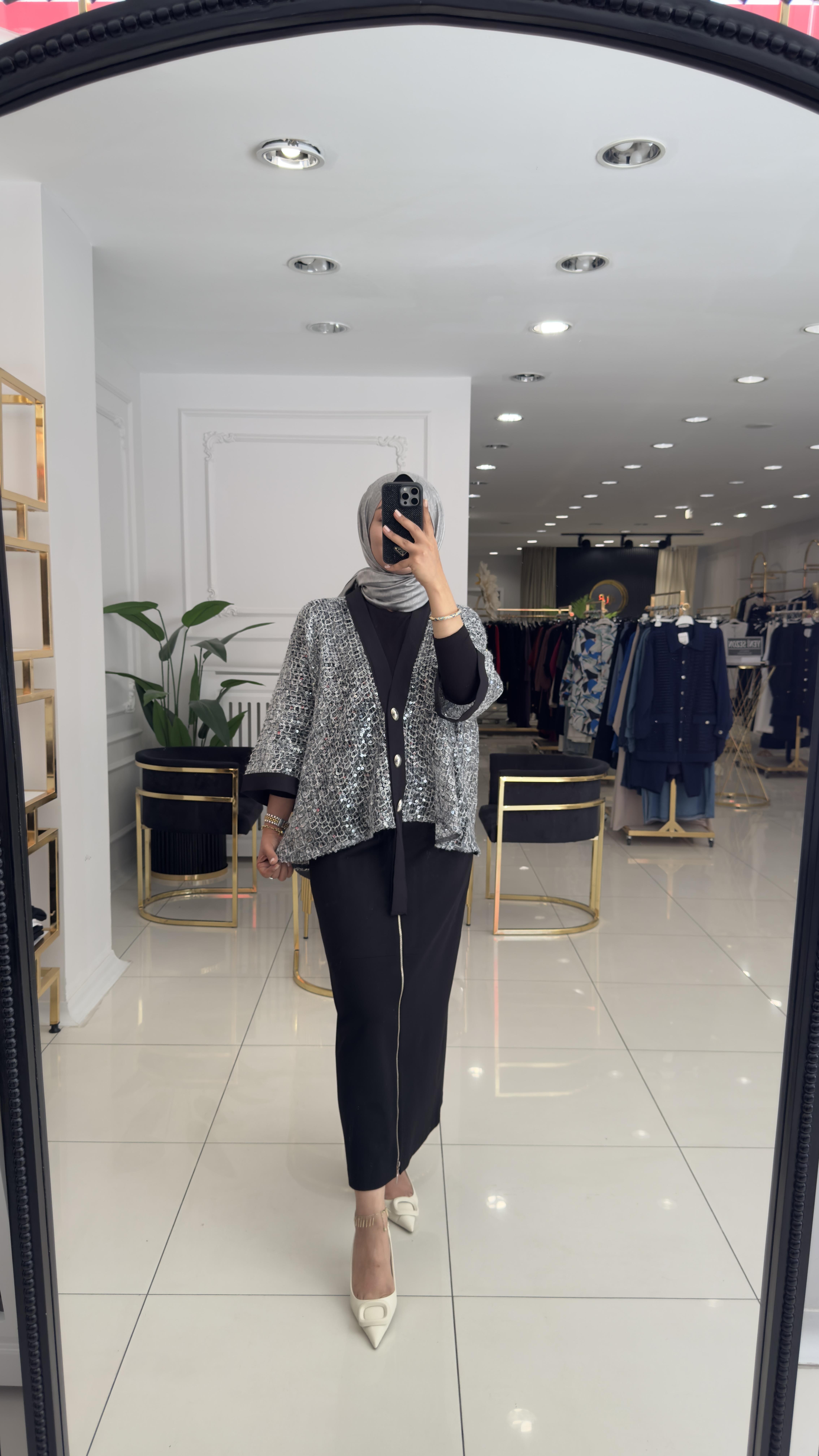 Meri payet hırka-SİYAH