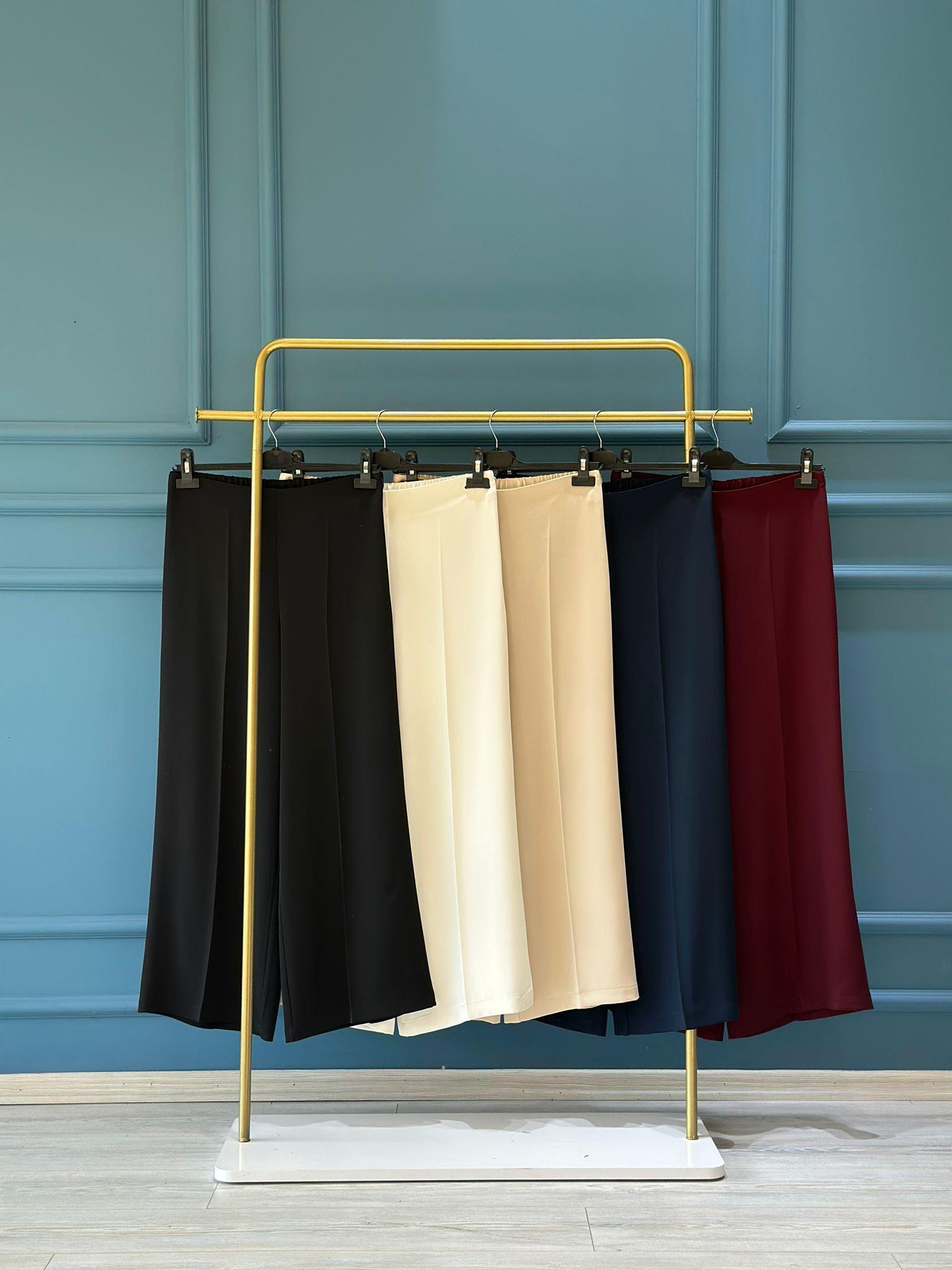 SZ-5386  Kısa geniş paça pantolon-SİYAH