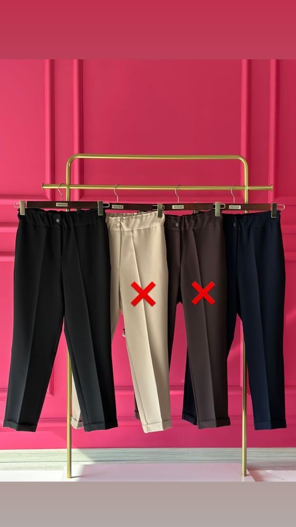 SZ-5514BELİ LASTİKLİ İNCE DUBLE PAÇA PANTOLON SİYAH