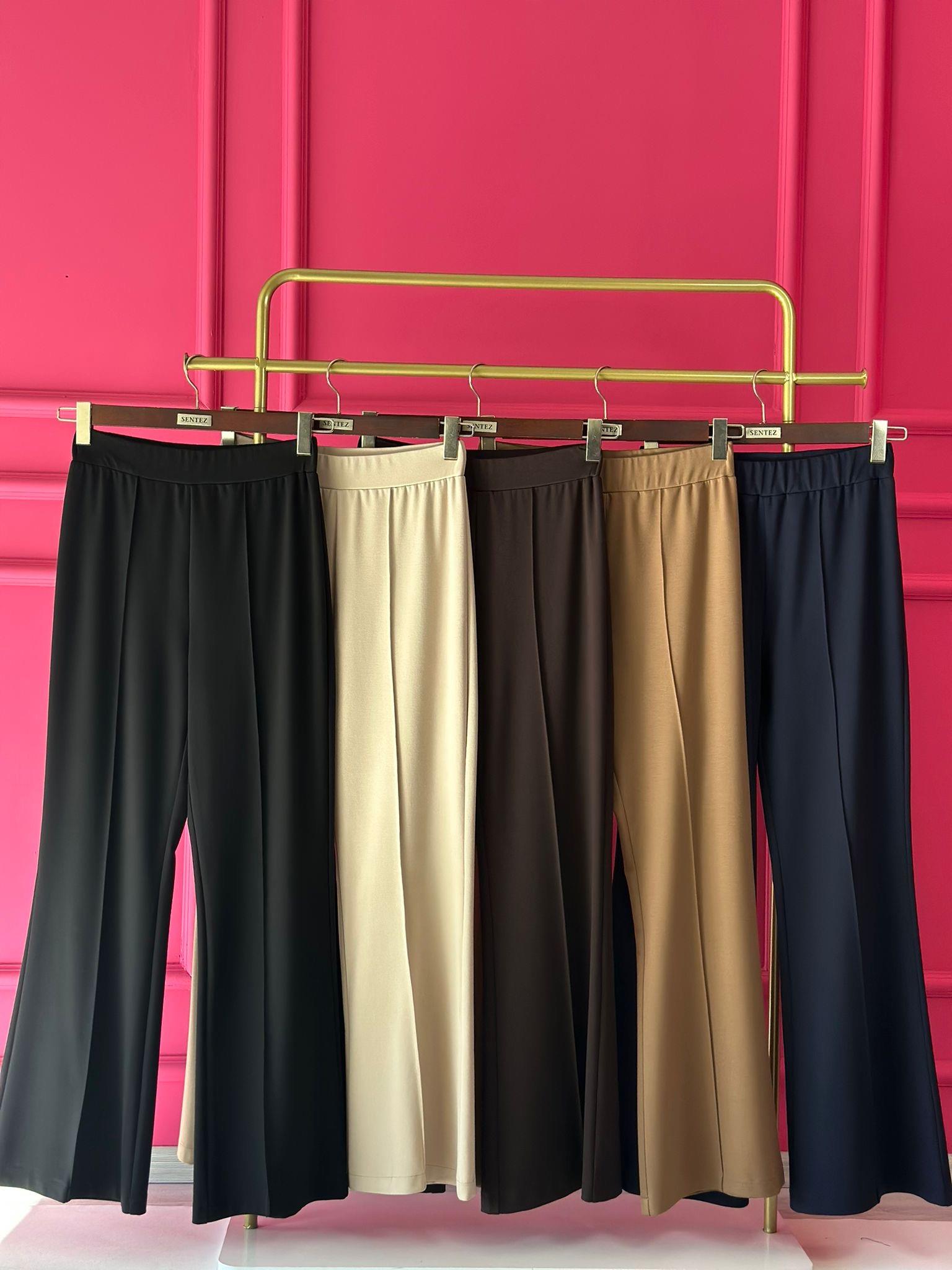 SZ-5517 PANEGA ÖRME İSPANYOL PAÇA PANTOLON  CAMEL