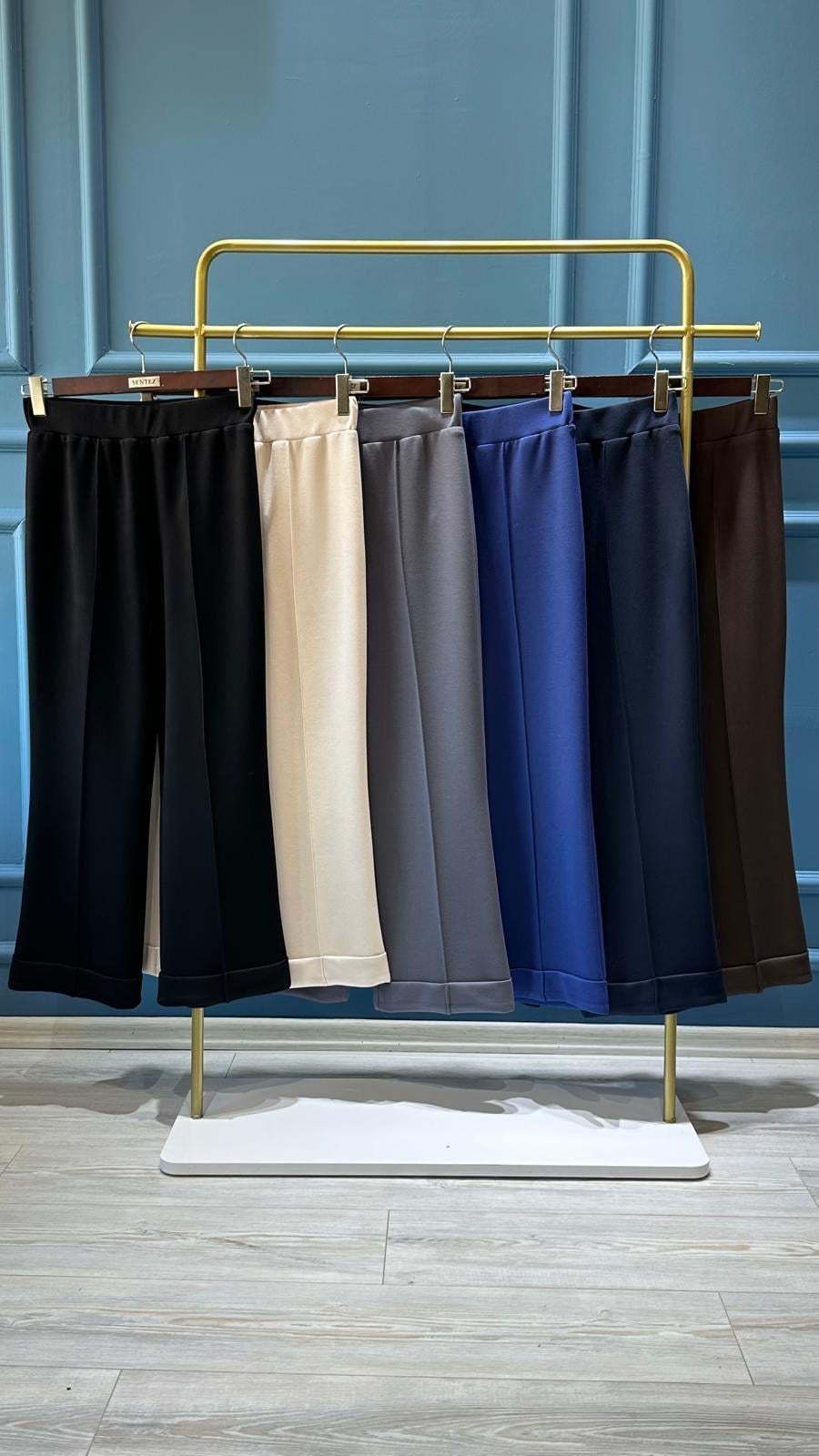 SZ-5536 NERVÜRLÜ OYSHO DUBLE PAÇA PANTOLON -KAHVERENGİ