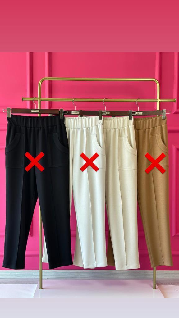 SZ-5540 OYSHO CEP AĞZI DİKİŞLİ DAR PANTOLON KREM