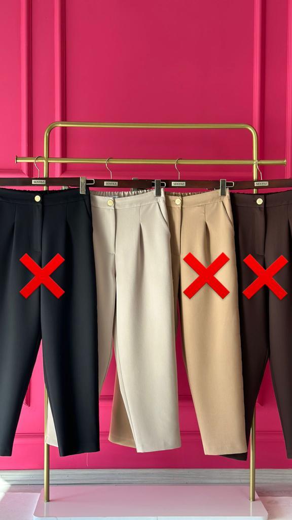 SZ-5546 YANLARI PUNTOREZ DETAYLI RAHAT PANTOLON BEJ