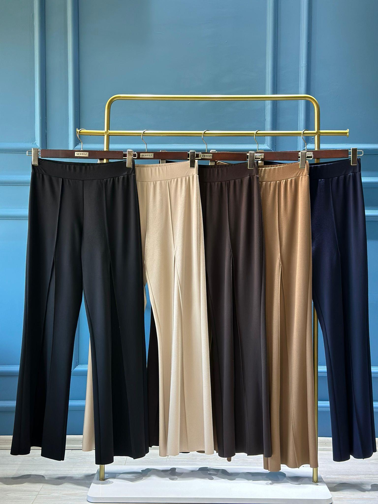 SZ-5548 Paçası üçgen detaylı çelik örme  KREM